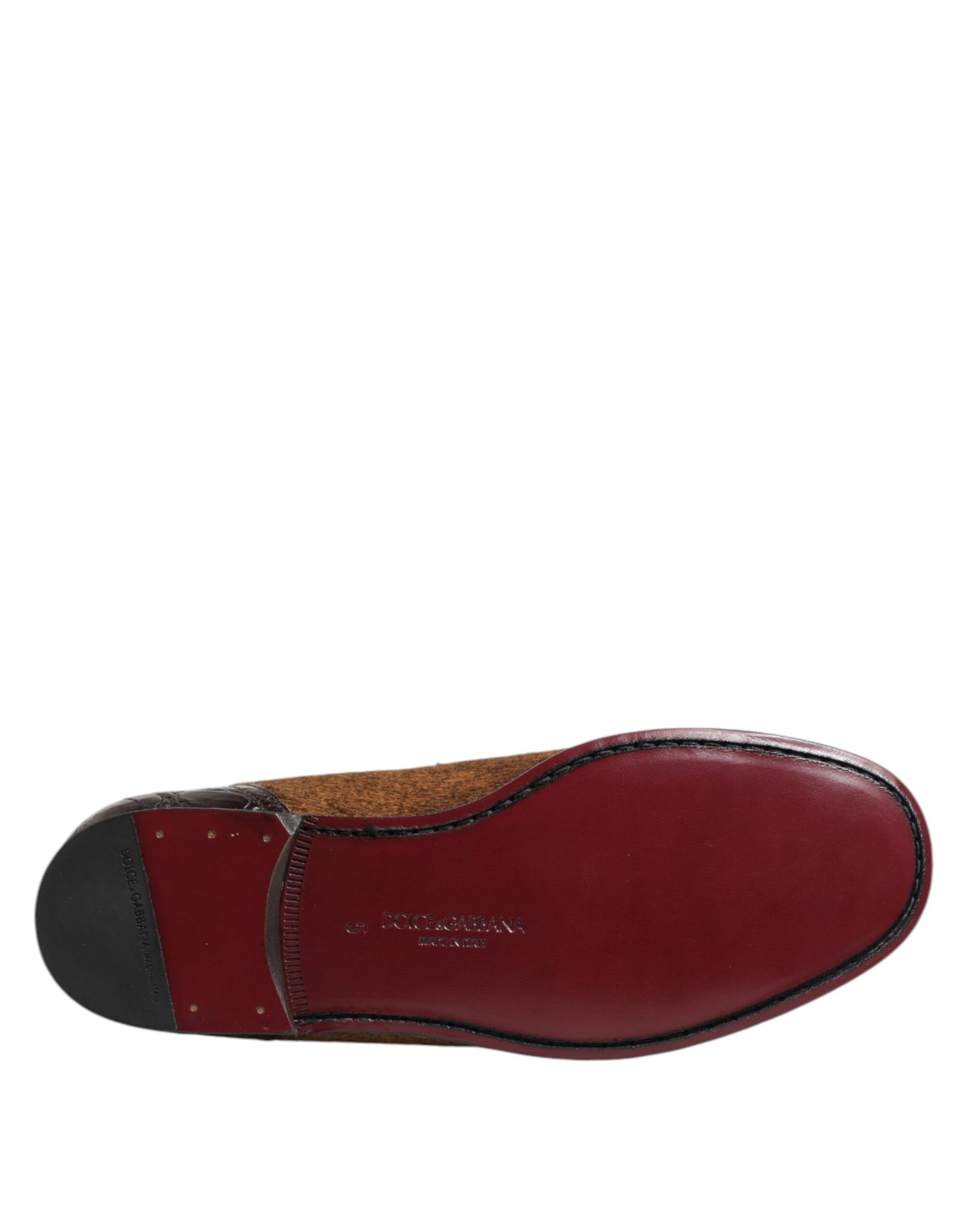 Dolce & Gabbana Braun Loafers Leder Slip On Männer Kleid Schuhe