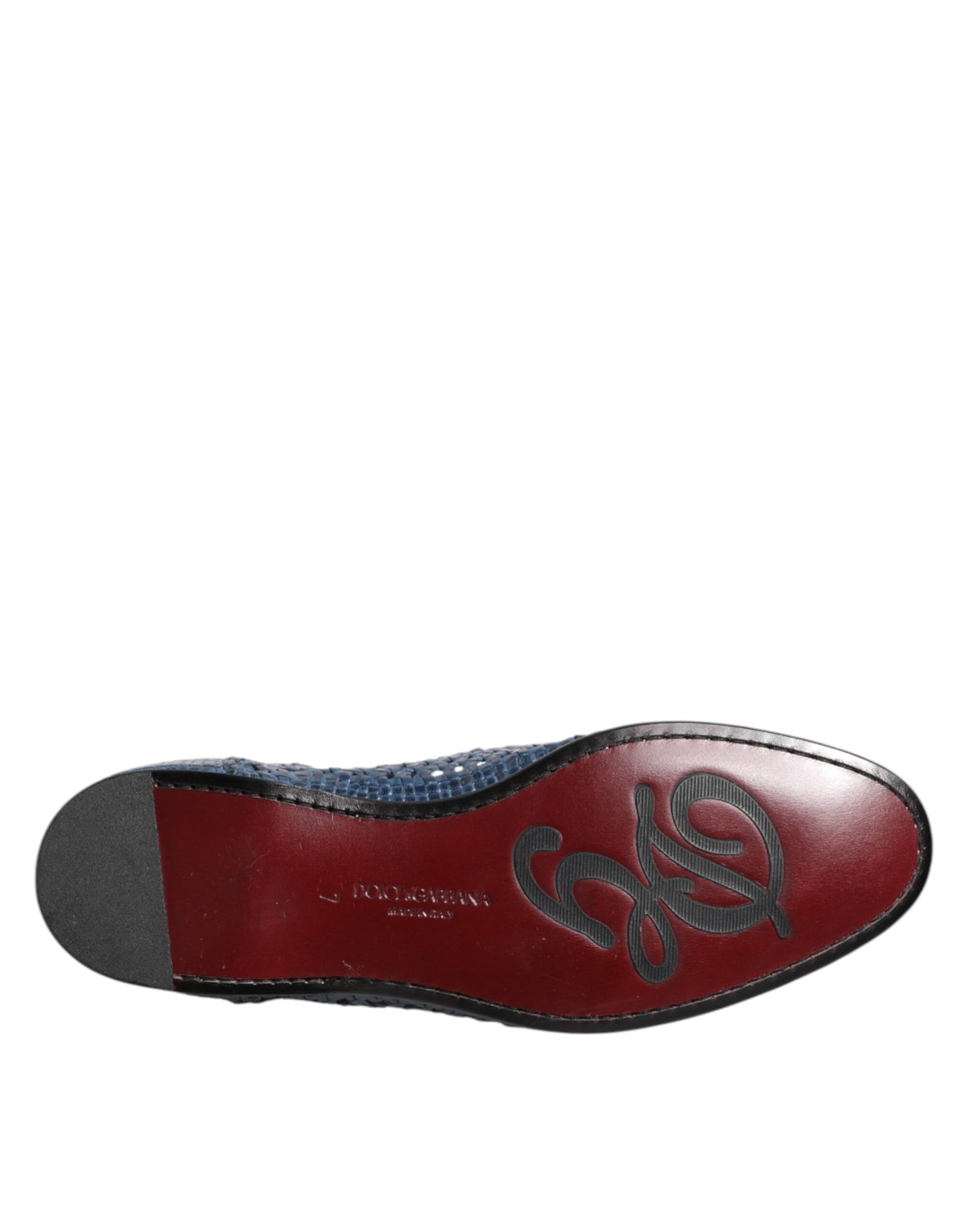 Dolce & Gabbana Blaue gewebte Leder Slipper Schuhe