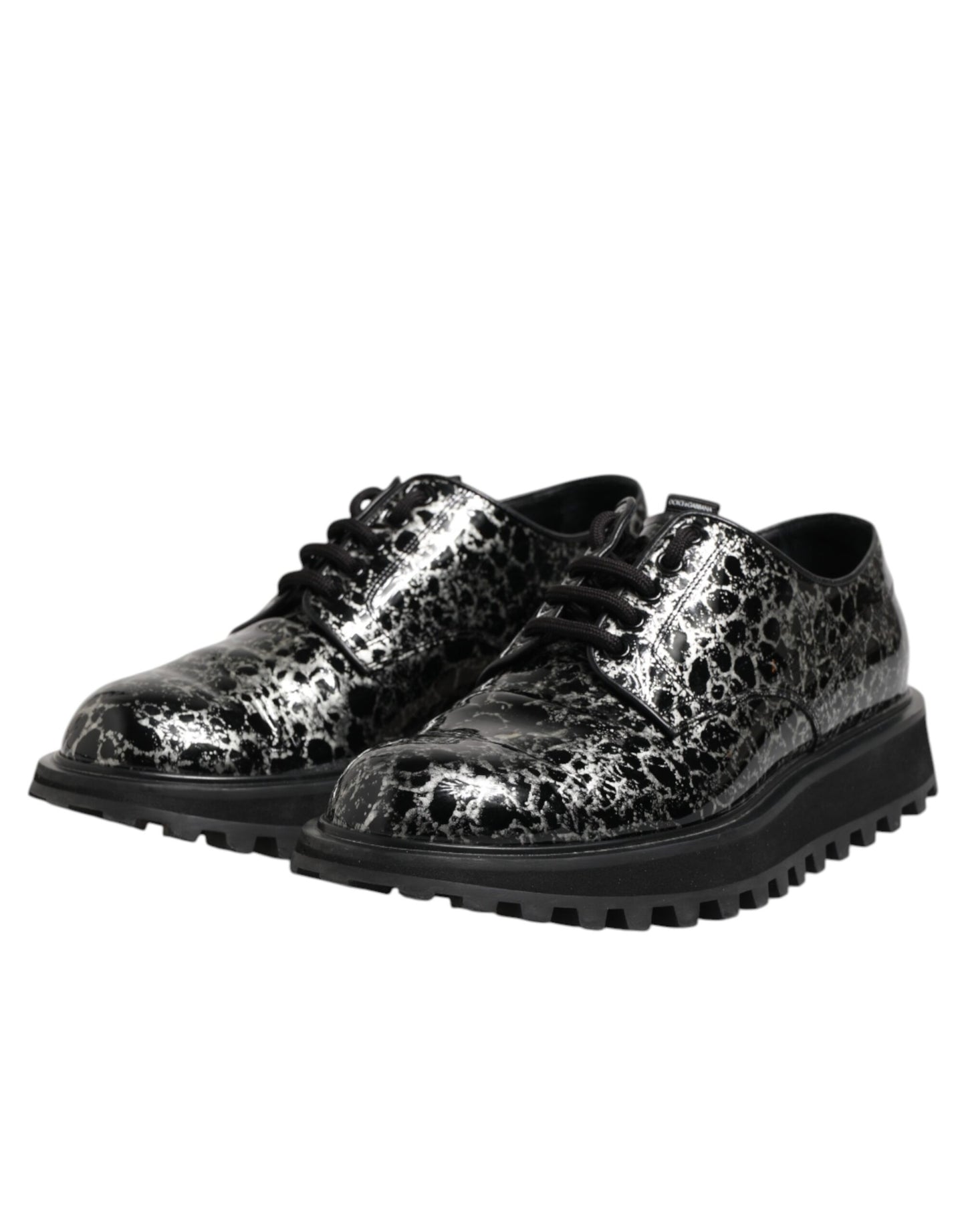 Dolce & Gabbana Schwarz Weiß Kalbsleder Chunky Derby Schuhe