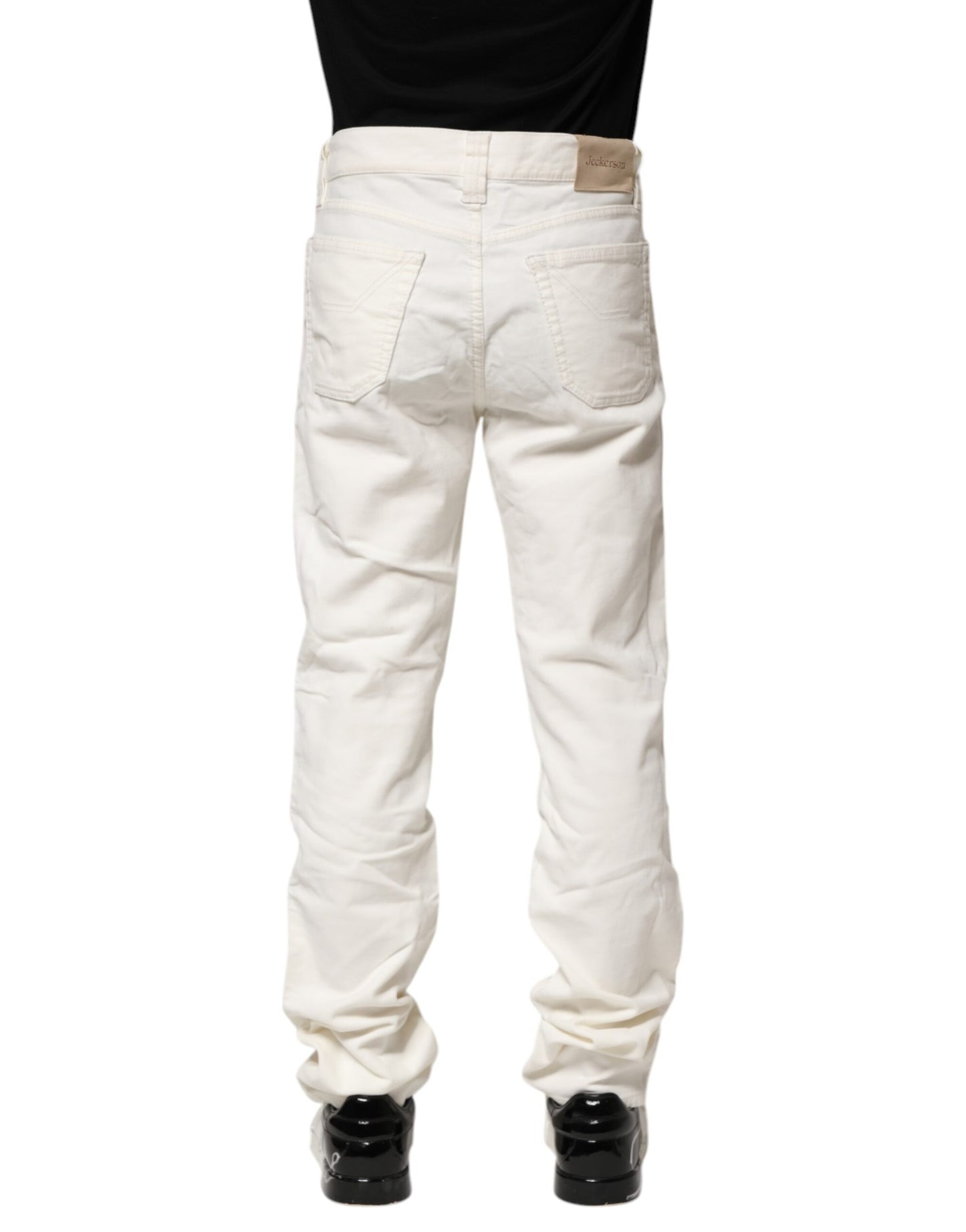 Jeckerson Weiße Baumwoll-Stretch-Jeans mit gerader Passform für Männer aus Denim