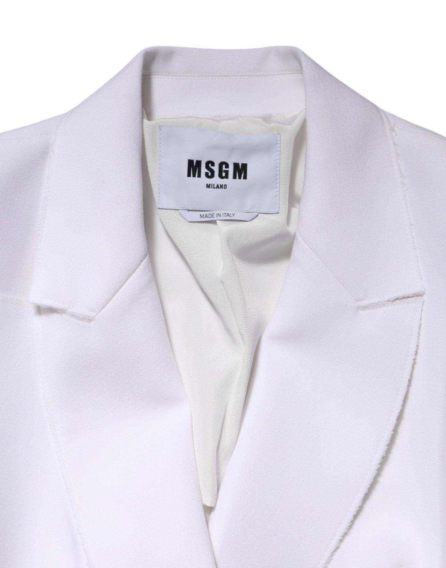 MSGM Weiße Polyesterjacke mit langen Ärmeln und geraffter Wickelstruktur