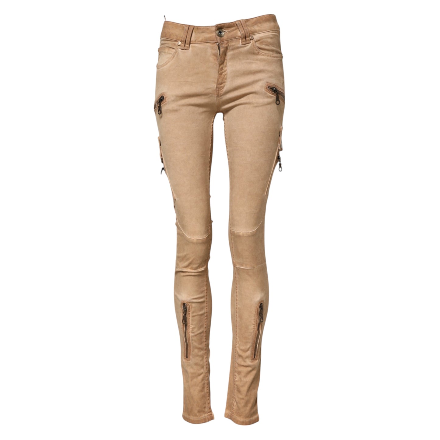 PLEIN SUD Braune Skinny Denim-Jeans aus Baumwolle mit mittlerer Taille