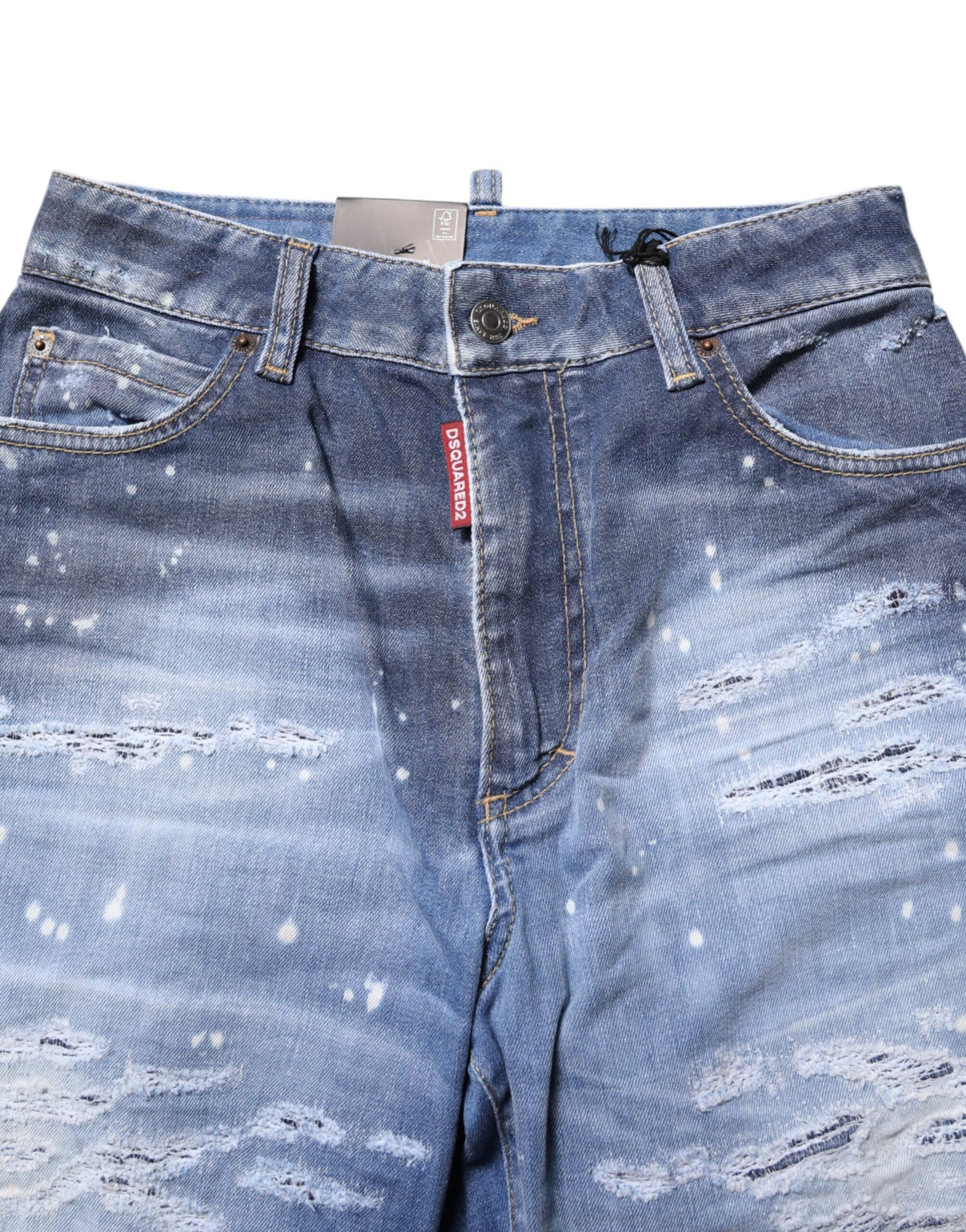 Dsquared² Blaue zerfledderte Straight Denim Jeans aus Baumwolle mit mittlerer Taille