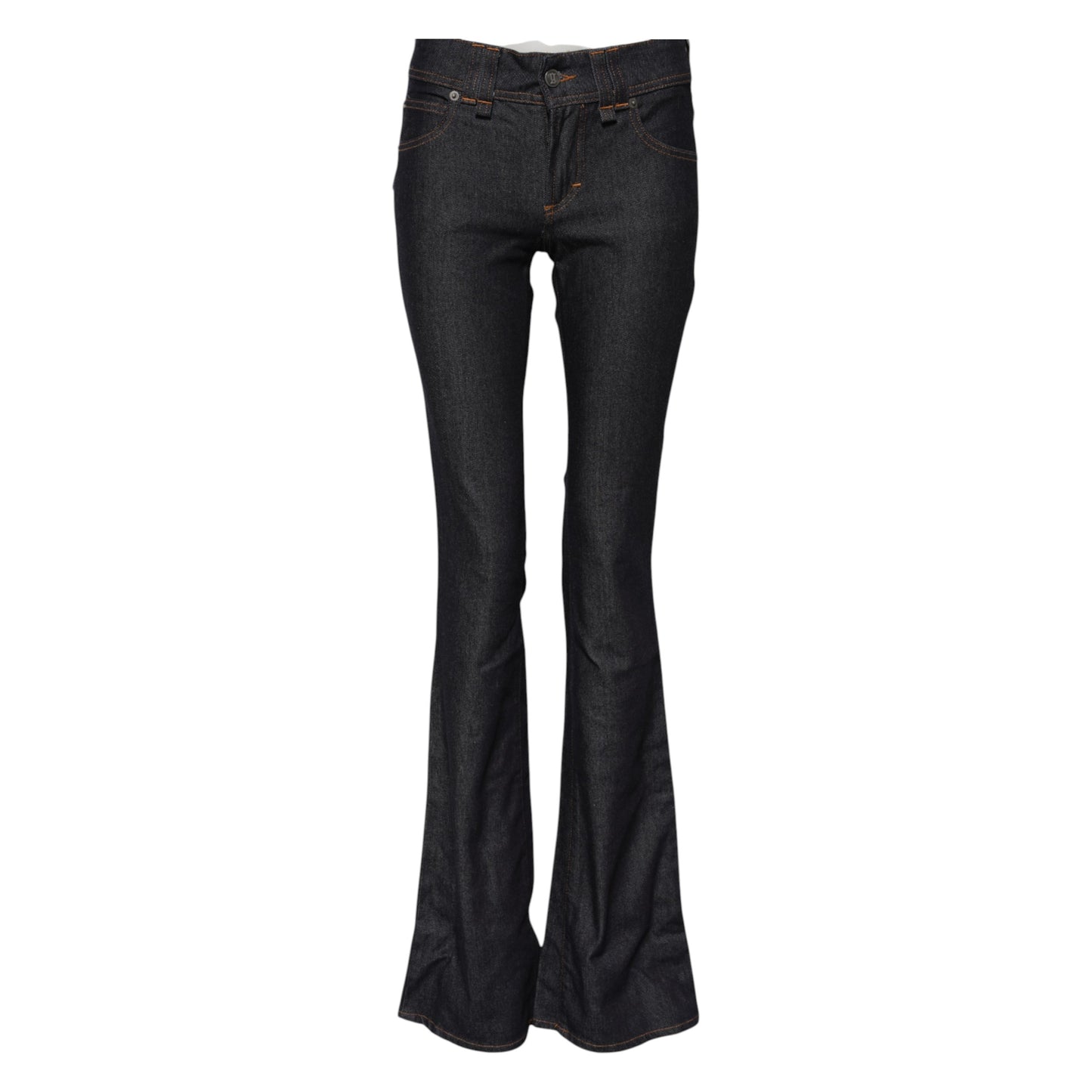 John Galliano Blaue Denim-Jeans mit breiter Taille und weitem Bein aus Baumwolle