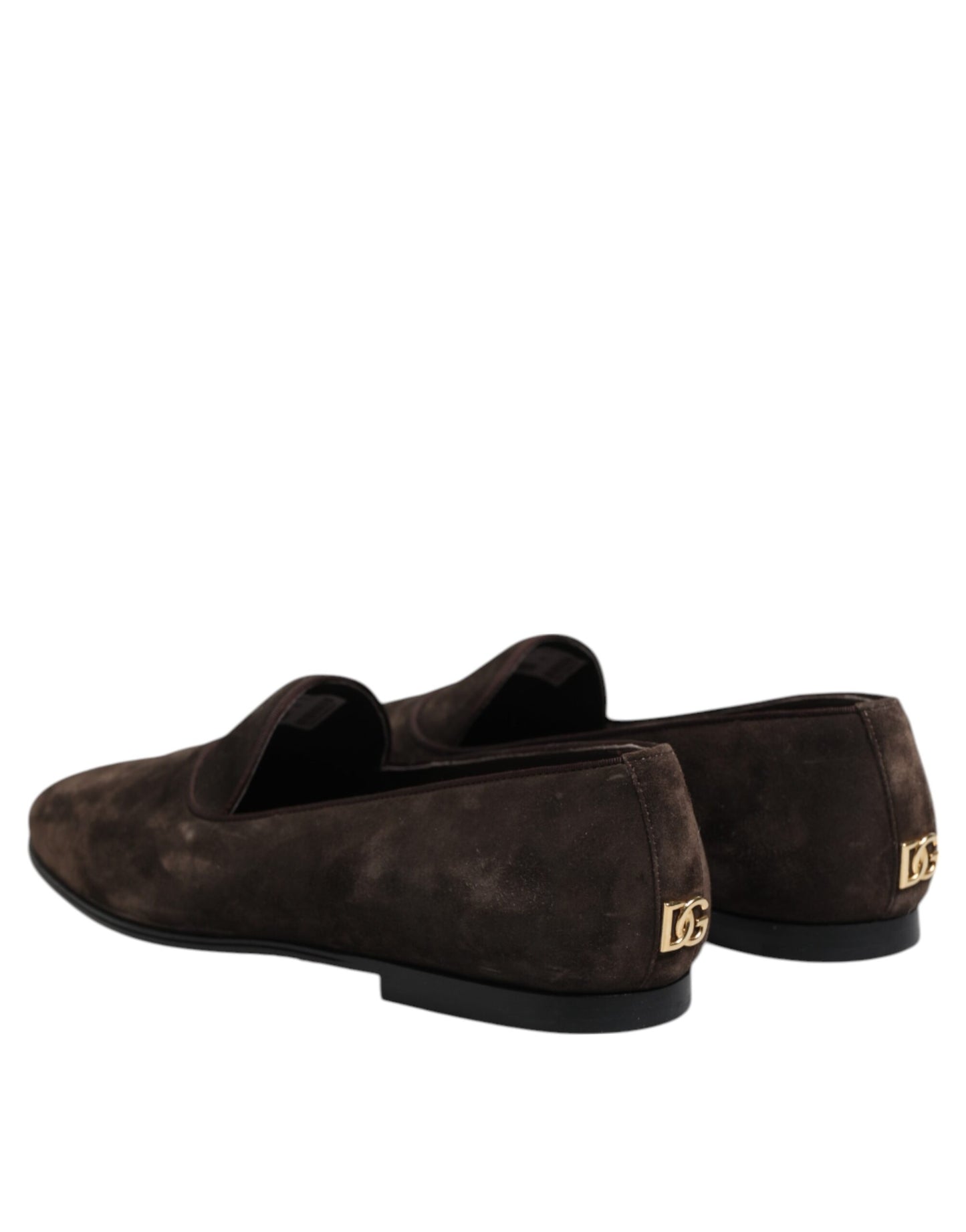 Dolce & Gabbana Braune Samtleder Slipper Schuhe