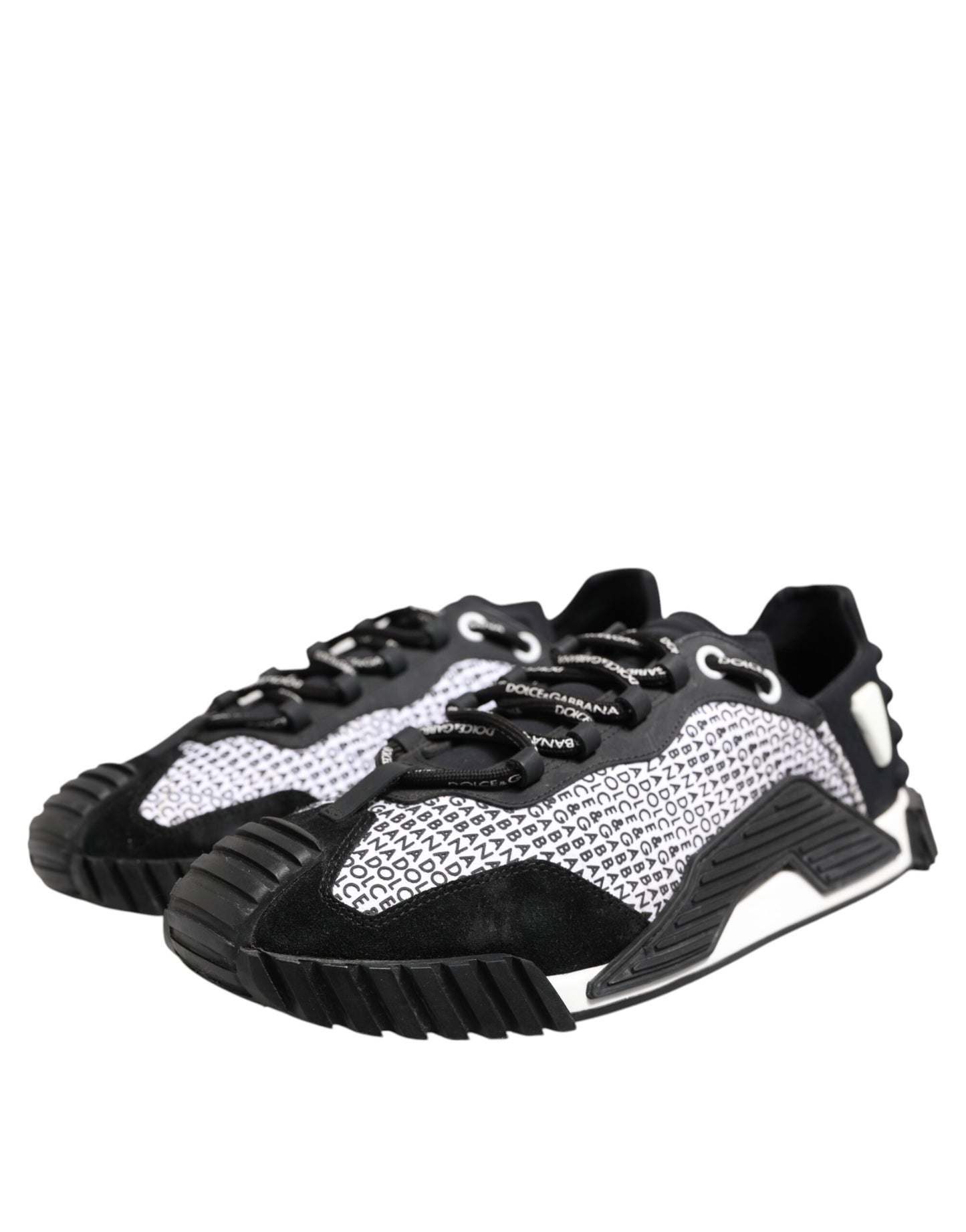 Dolce & Gabbana Schwarz Logo Lace Up Low Top NS1 Turnschuhe Schuhe