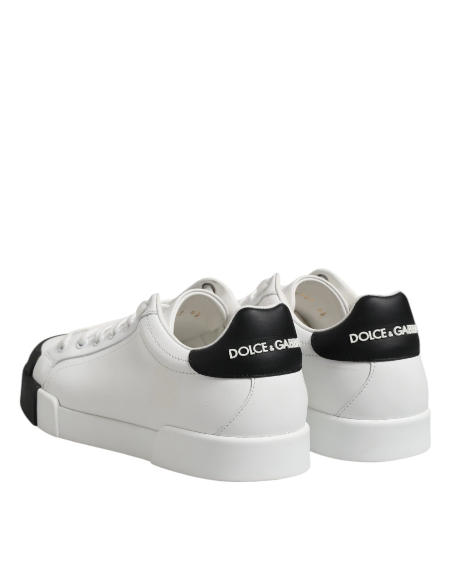 Dolce & Gabbana Weiß Schwarz Logo Leder Lace Up Sneakers Schuhe