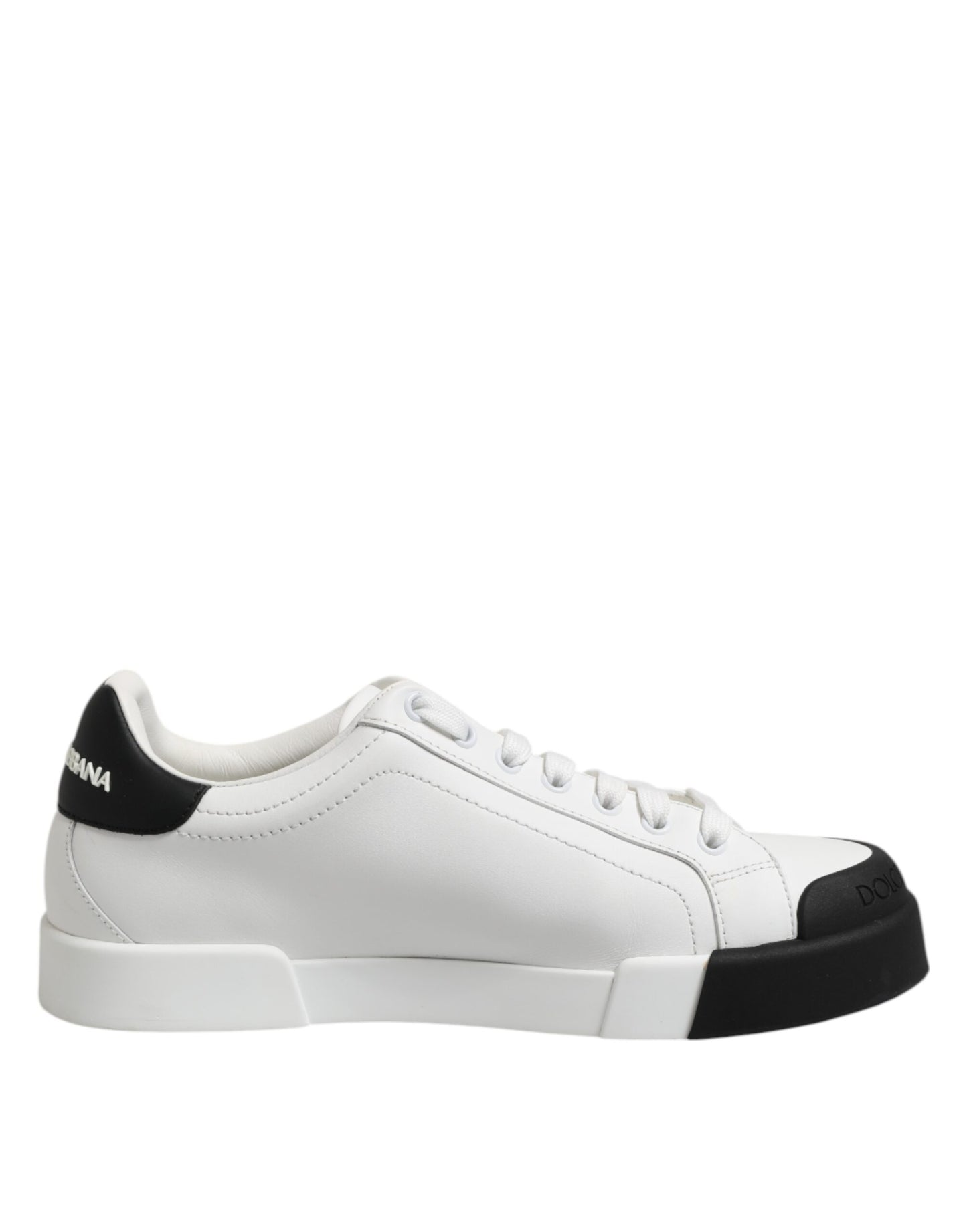 Dolce & Gabbana Weiß Schwarz Logo Leder Lace Up Sneakers Schuhe