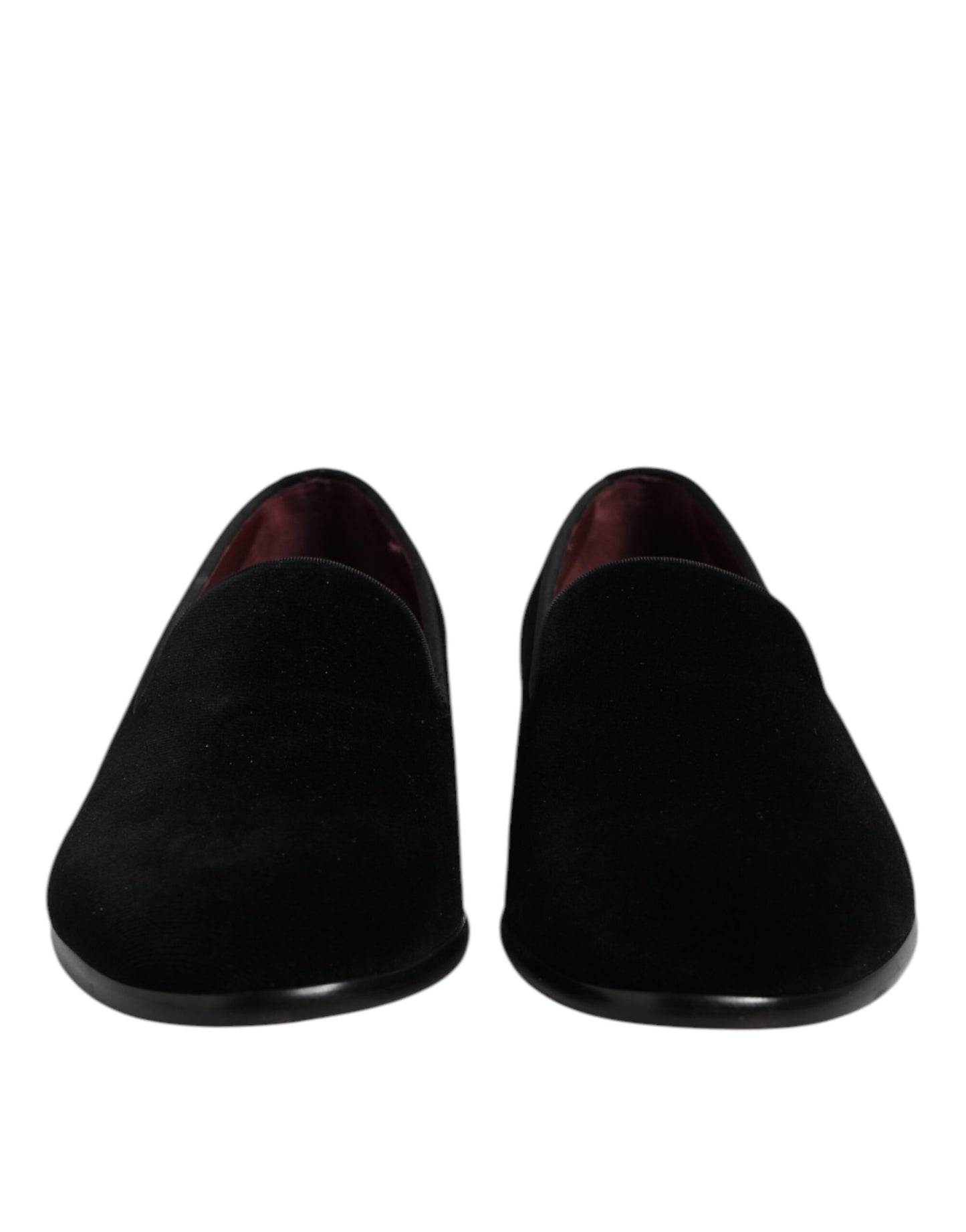 Dolce & Gabbana Schwarzer Samt Slip On Loafers Formelle Schuhe