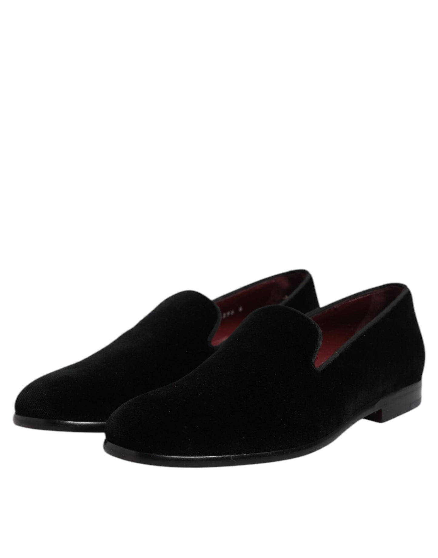 Dolce & Gabbana Schwarzer Samt Slip On Loafers Formelle Schuhe