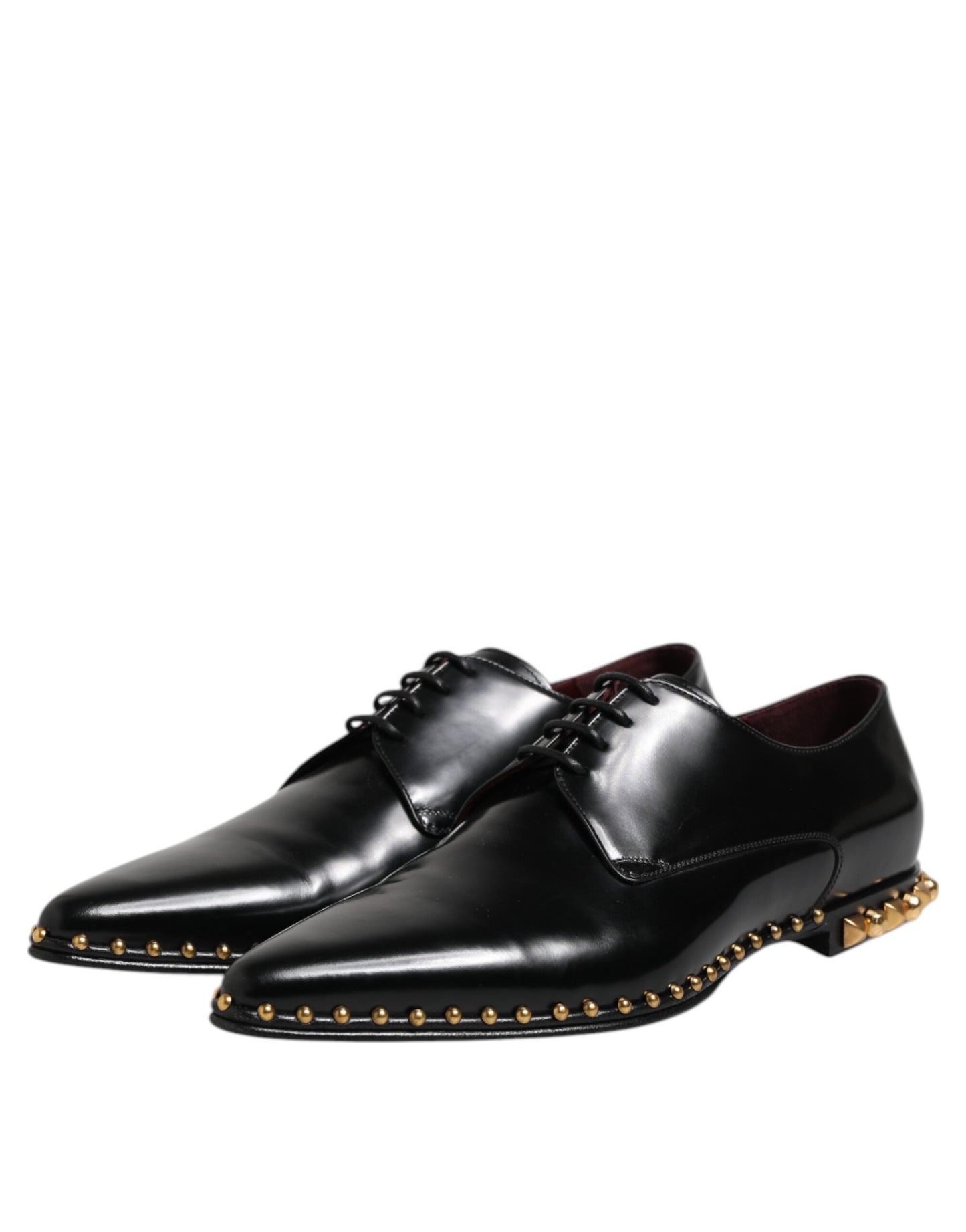 Dolce & Gabbana Schwarz Leder Nieten Derby Männer Kleid Schuhe