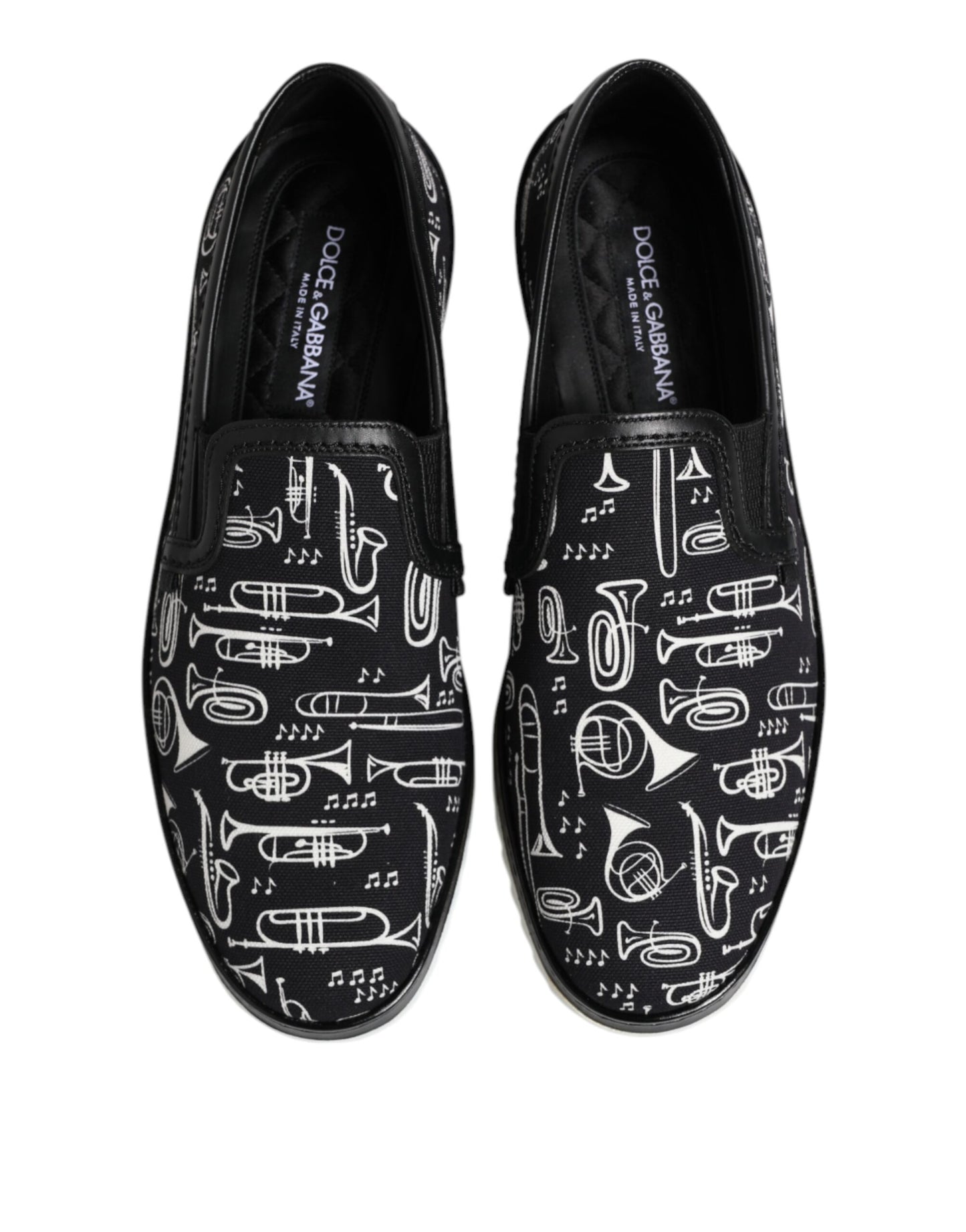 Dolce & Gabbana Schwarz Slip On Bedruckte Männer Loafers Schuhe