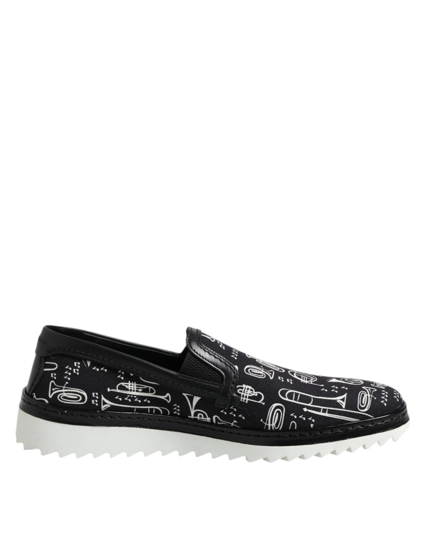 Dolce & Gabbana Schwarz Slip On Bedruckte Männer Loafers Schuhe