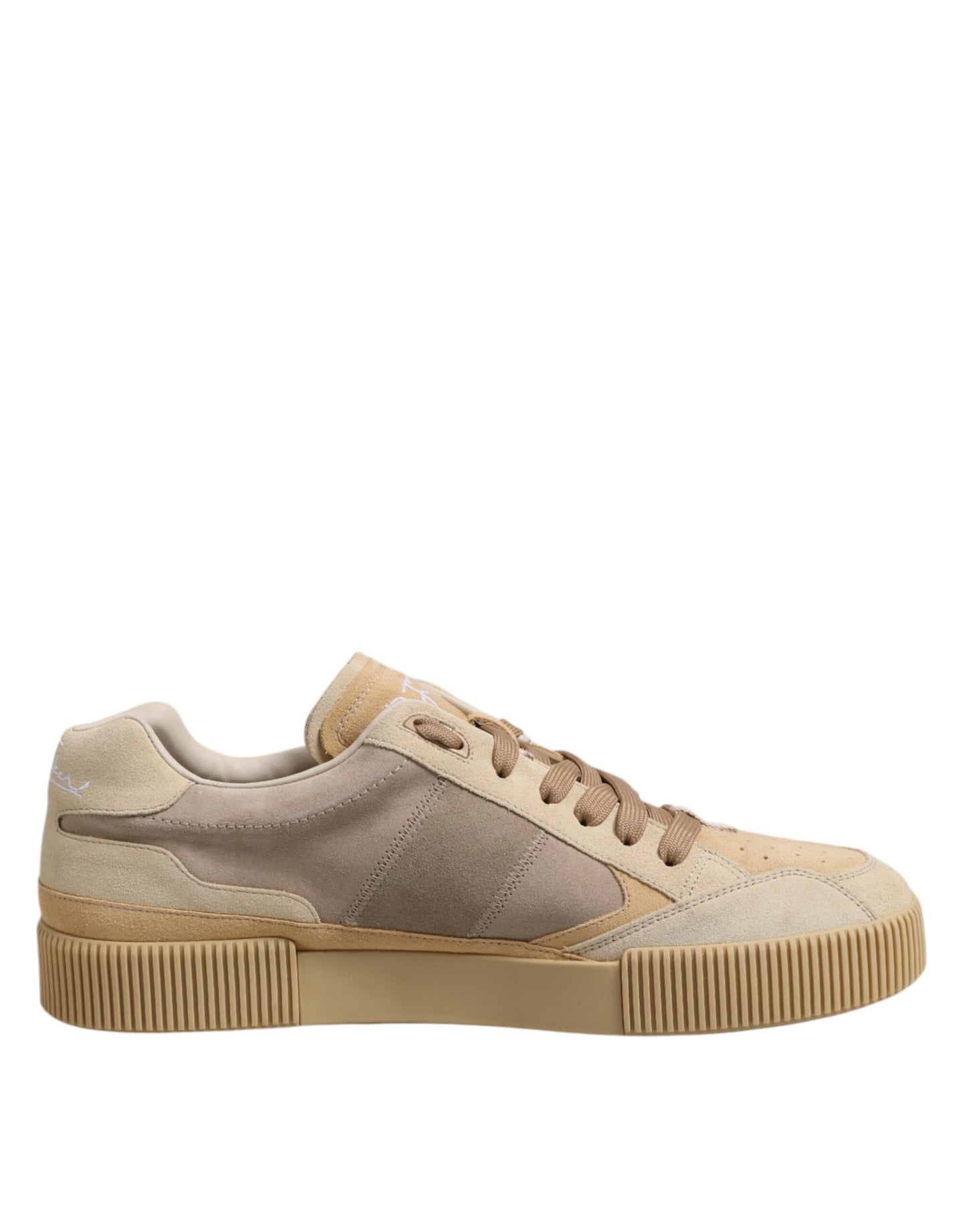 Dolce & Gabbana Beige Leder Low Top Lace Up Sneakers Schuhe