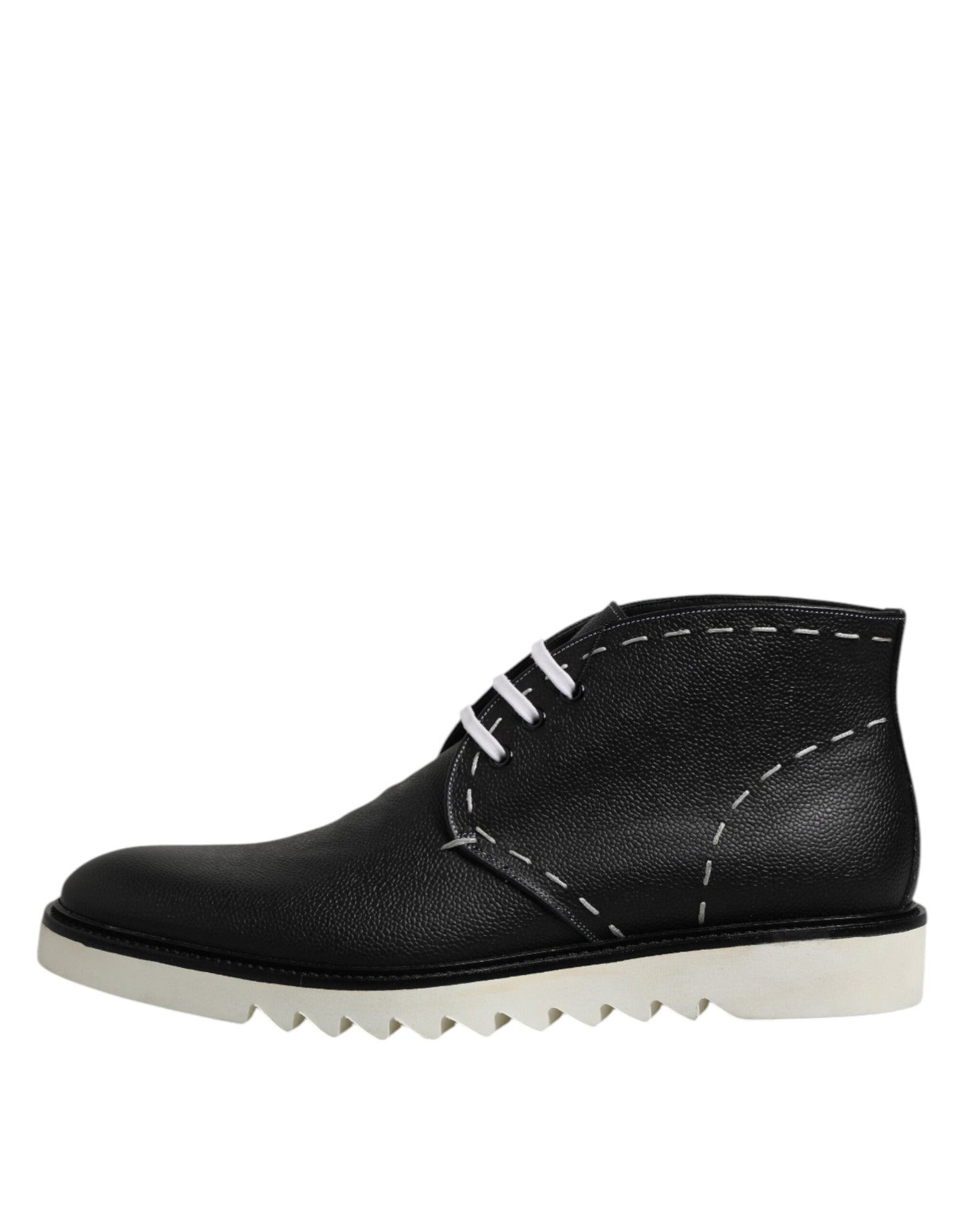 Dolce & Gabbana Schwarz Weiß Leder Stiefelette Schuhe