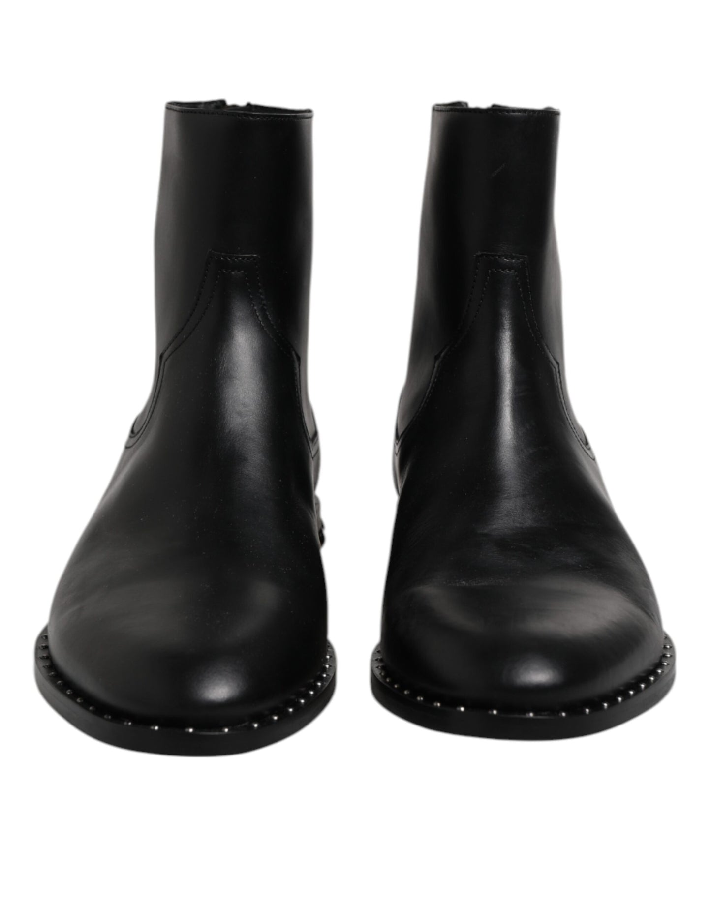 Dolce & Gabbana Schwarze Leder Logo-Stiefeletten Nietenschuhe