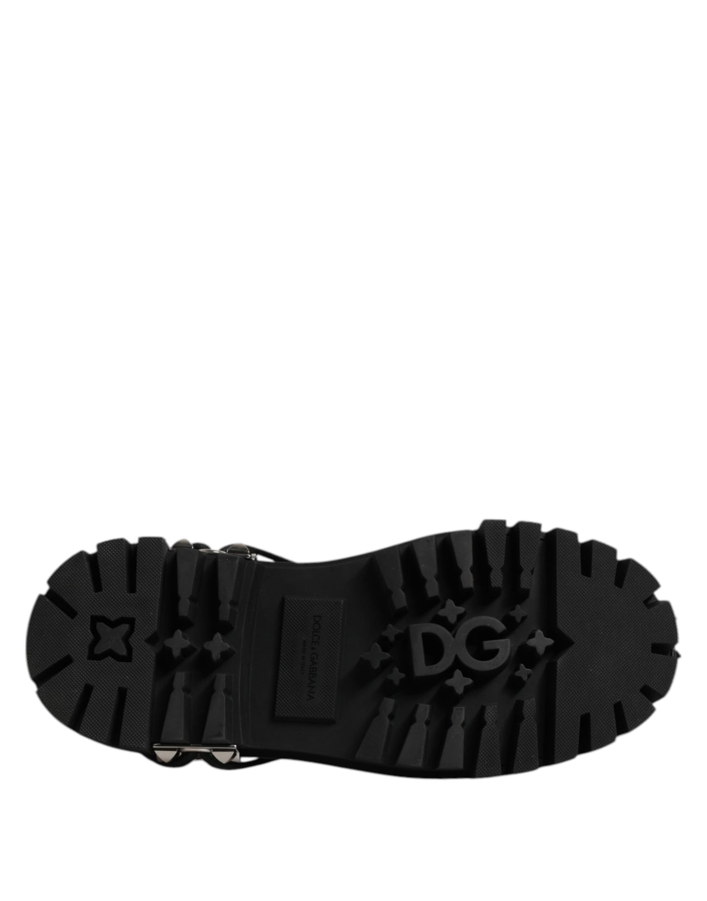 Dolce & Gabbana Schwarze Leder verschönerte Trekking Derby Schuhe