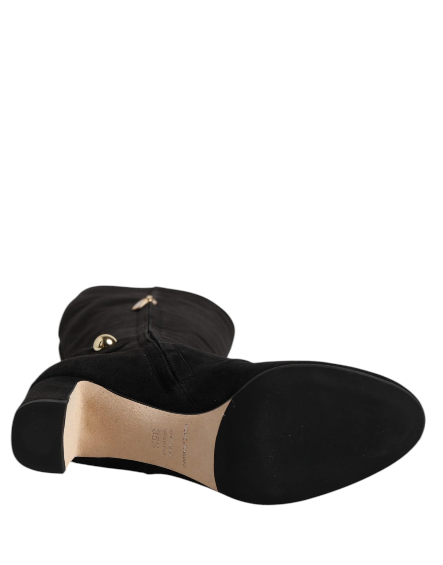 Dolce & Gabbana Schwarze kniehohe Stiefel aus Wildleder Schuhe