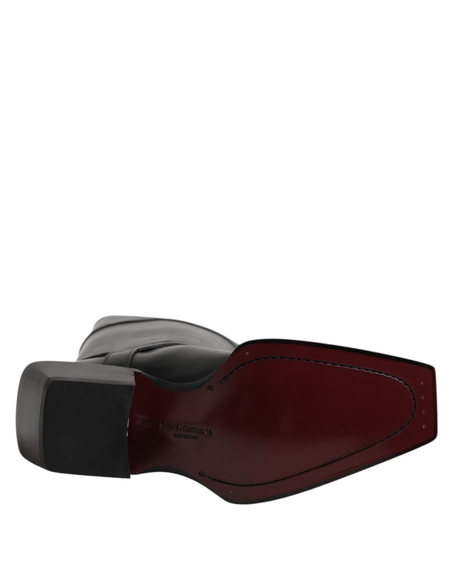 Dolce & Gabbana Schwarz Leder Hohe Stiefel Flache Schuhe