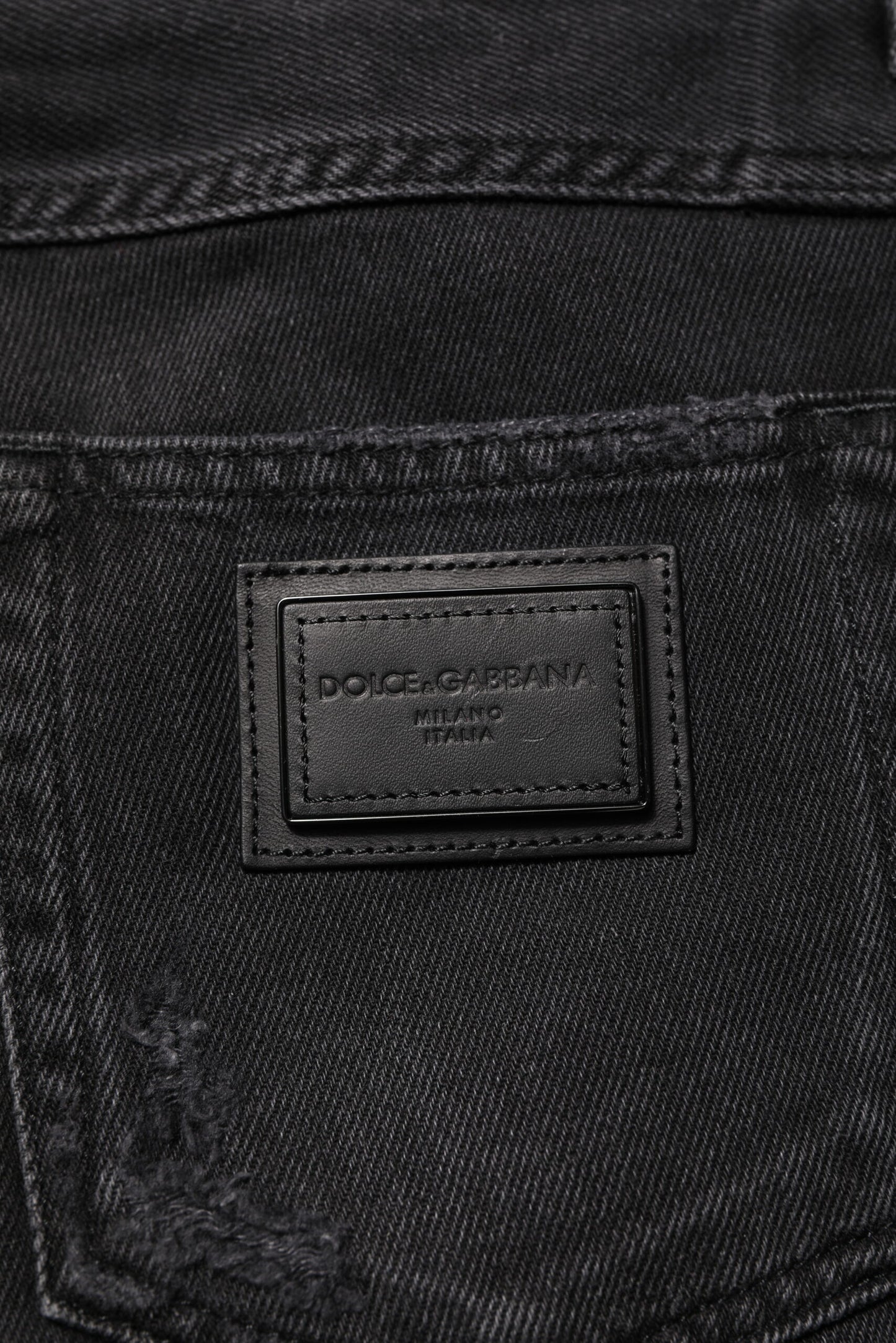 Dolce & Gabbana Schwarze Baumwoll-Logo-Plakette Skinny Denim Jeans