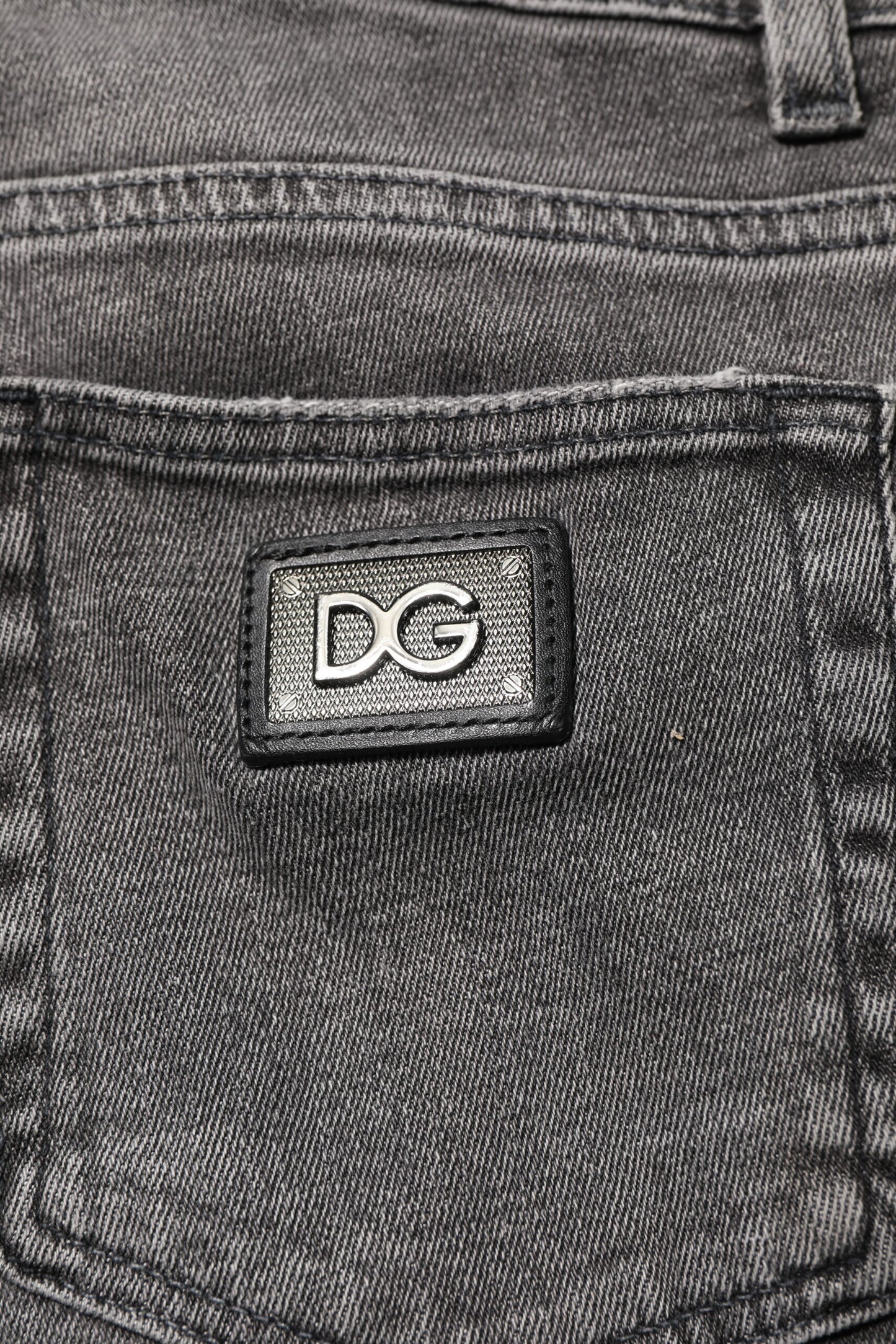 Dolce & Gabbana Graue Baumwolle Logo Plaque Männer Denim Jeans