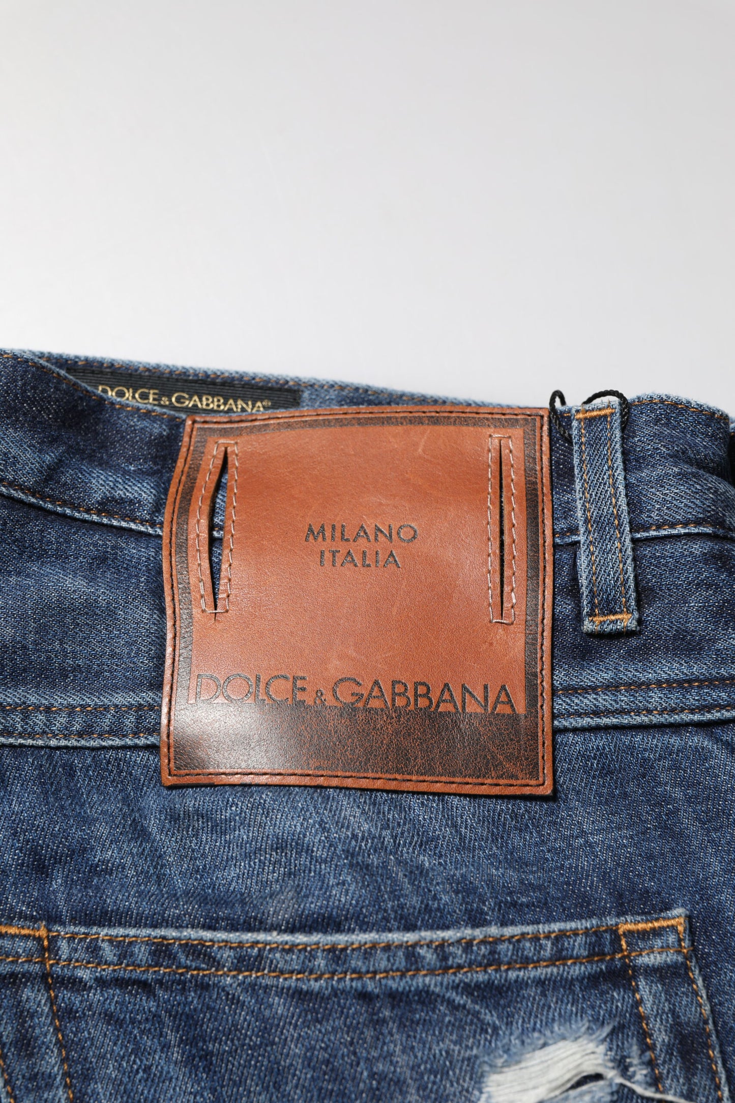 Dolce & Gabbana Blaue Baumwolle zerfleddert konisch zulaufende Männer Denim Jeans