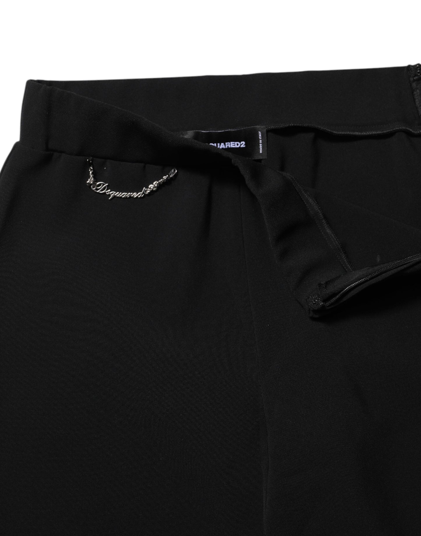 Dsquared² Schwarze Schlaghose mit hoher Taille aus Polyester