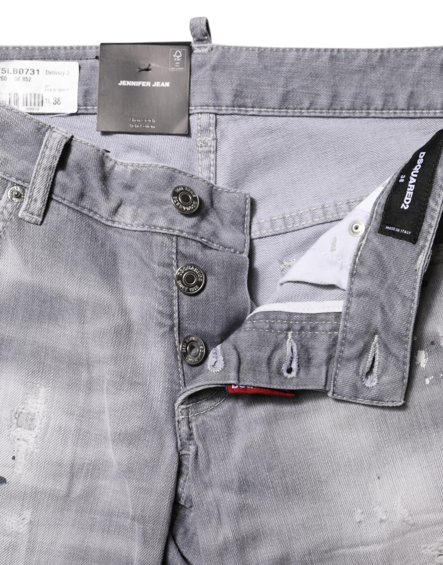 Dsquared² Graue verwaschene Denim-Jeans mit mittlerer Taille, konisch zulaufend
