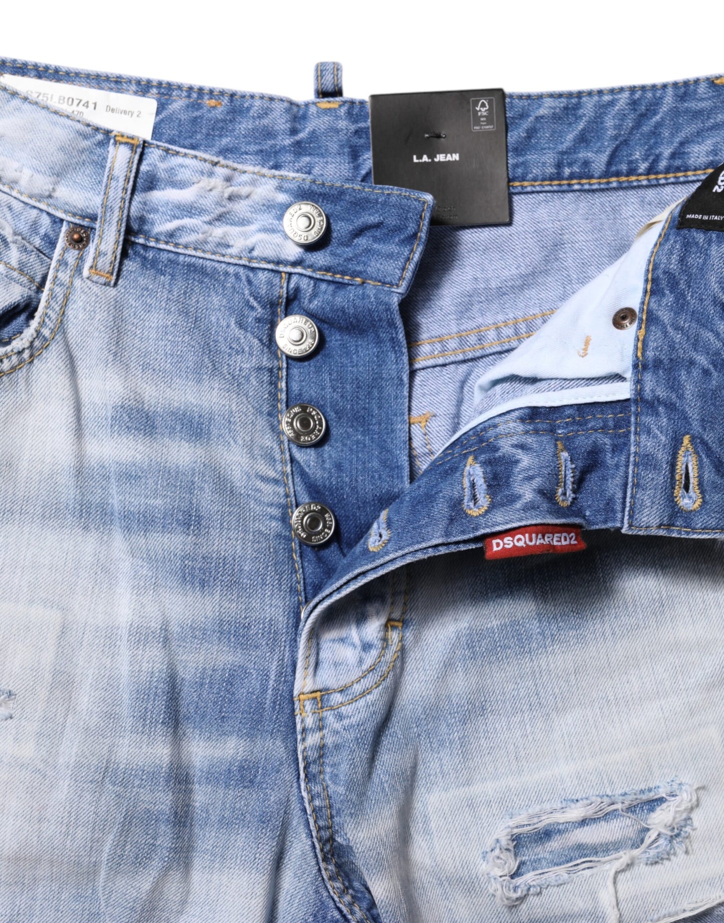 Dsquared² Blau gewaschene Jeans mit hoher Taille und weitem Bein
