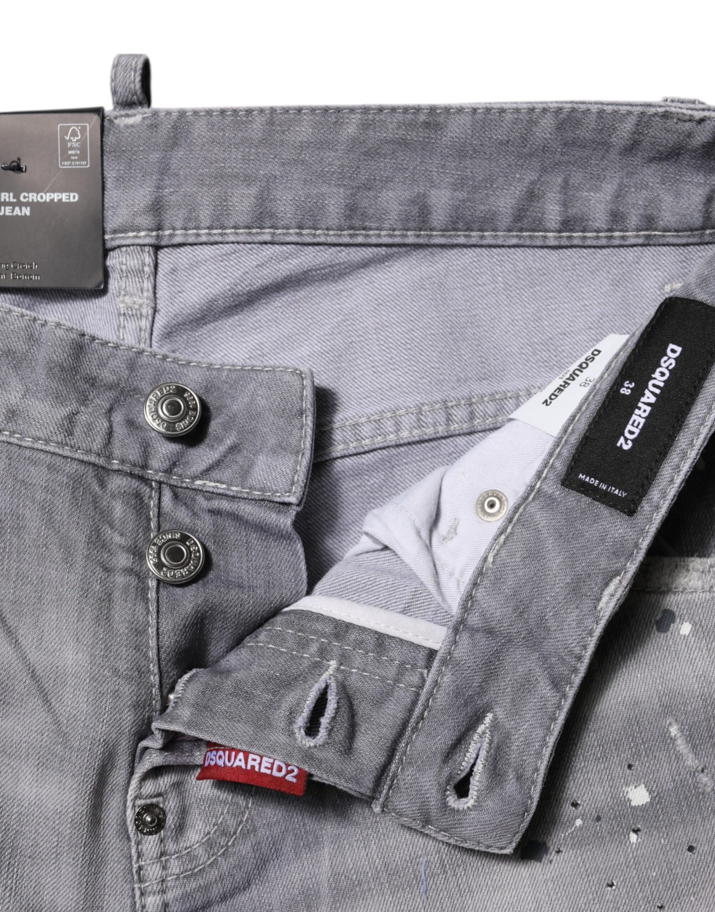 Dsquared² Graue verwaschene Jeans mit mittlerer Taille, konisch zulaufend