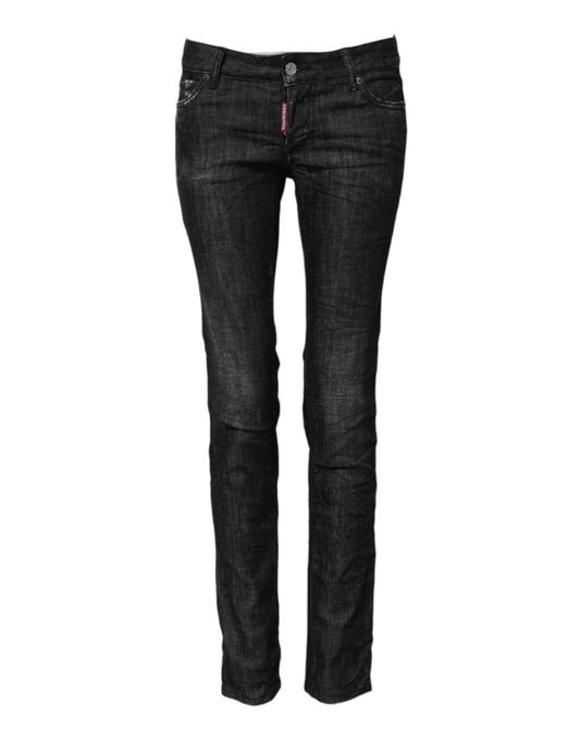 Dsquared² Schwarze Skinny Denim-Jeans aus Baumwolle mit niedriger Taille