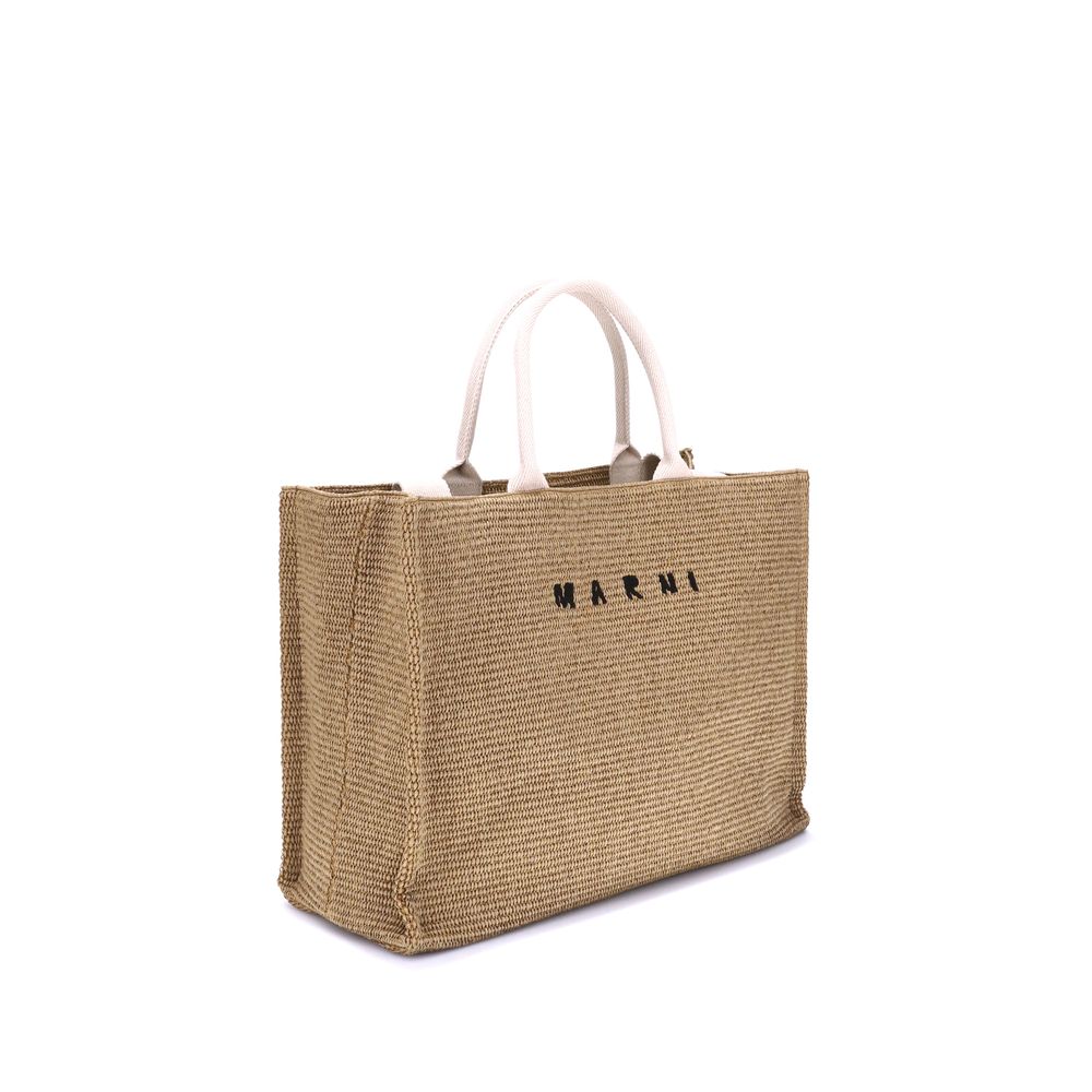 Marni Tote Tasche mit Raffia-Effekt