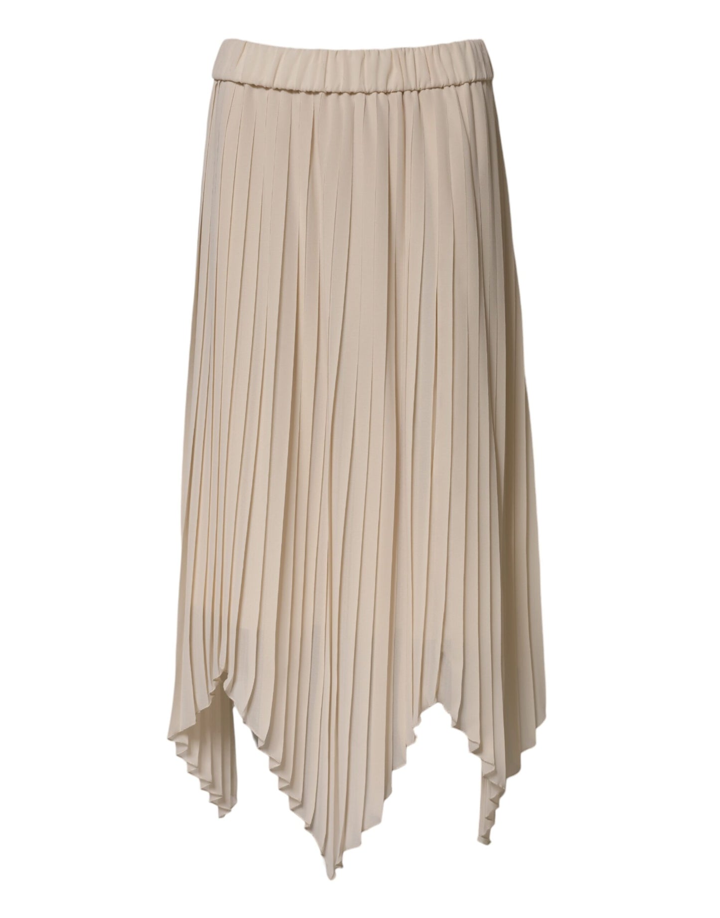 Peserico Beige Polyester Faltenrock A-Linie Hohe Taille Midirock