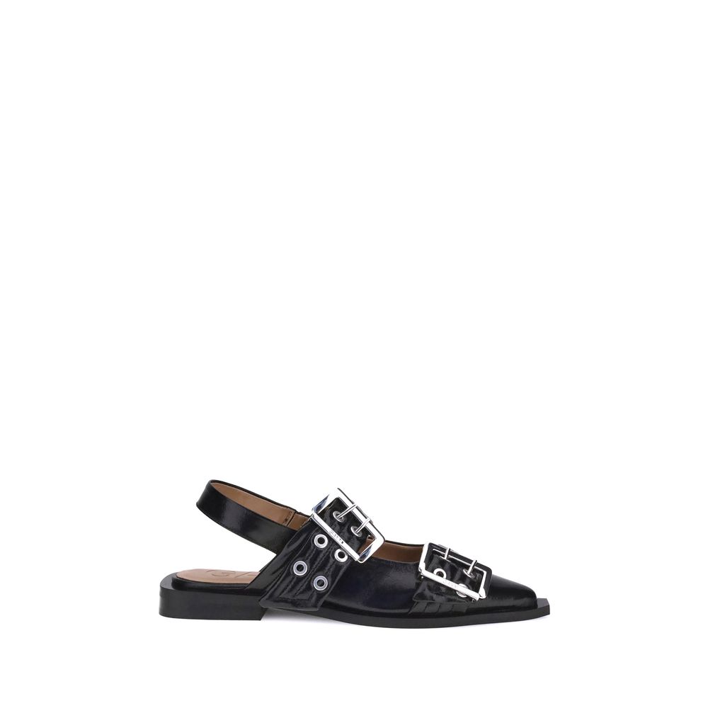 Ganni Ballerinas mit Riemen