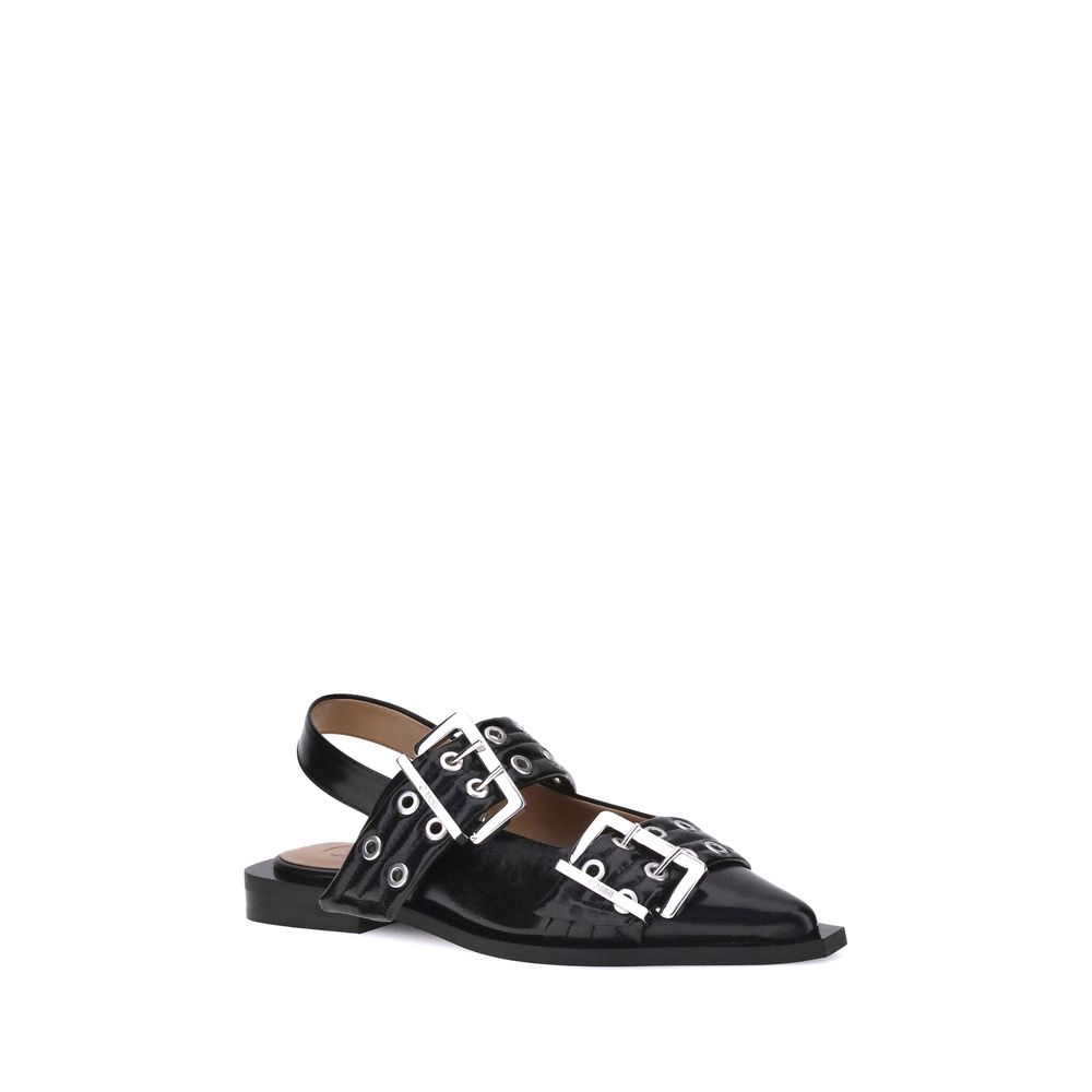 Ganni Ballerinas mit Riemen