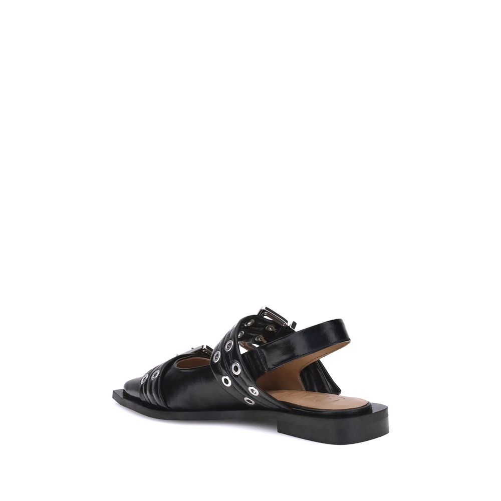 Ganni Ballerinas mit Riemen