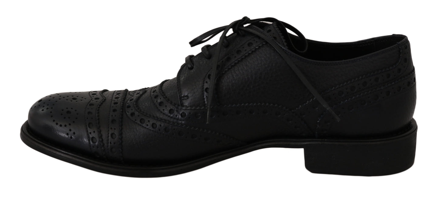 Dolce & Gabbana Blaue Leder Wingtip Oxford Dress Schuhe