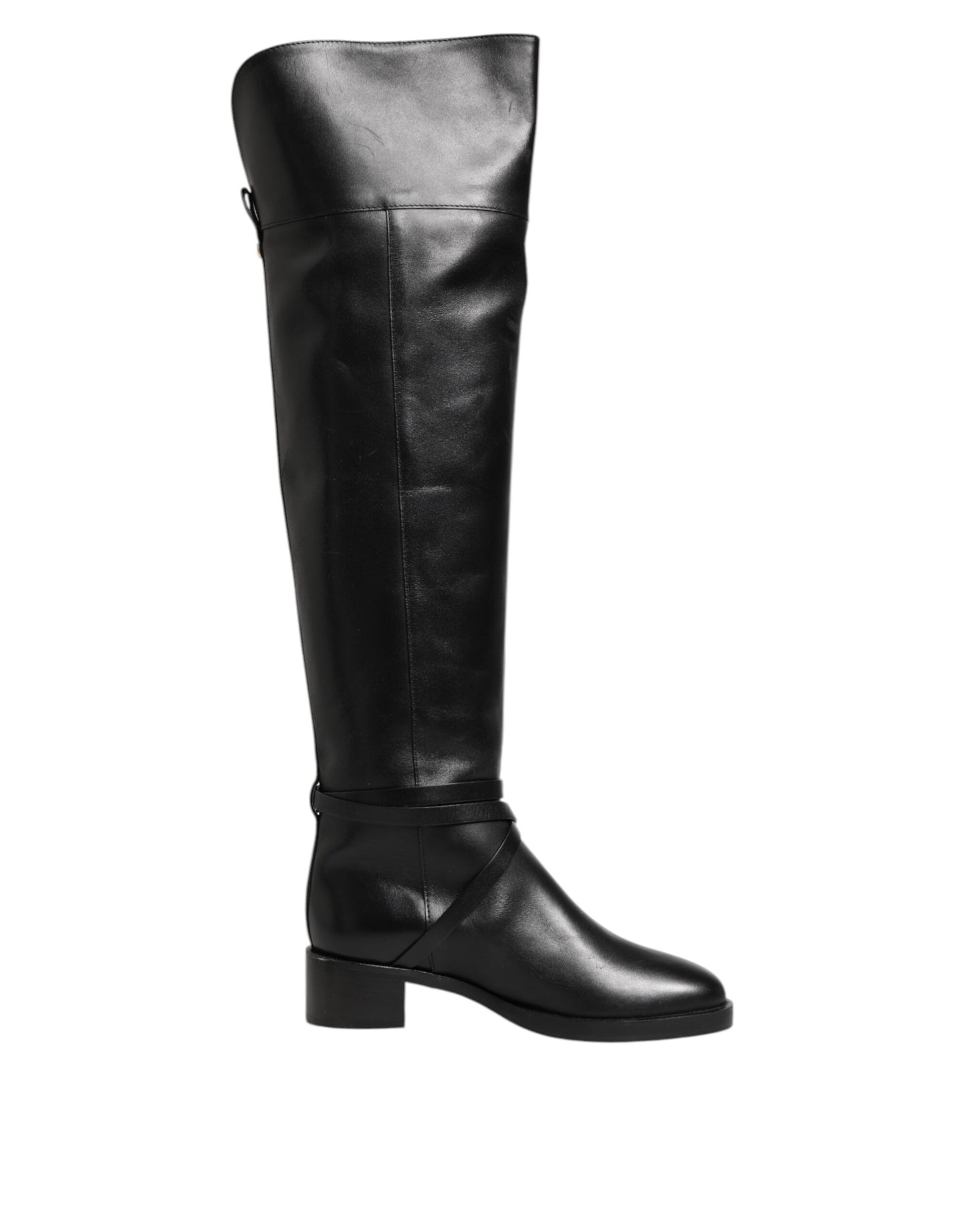 Elisabetta Franchi Schwarze Lederschnallenstiefel Schuhe
