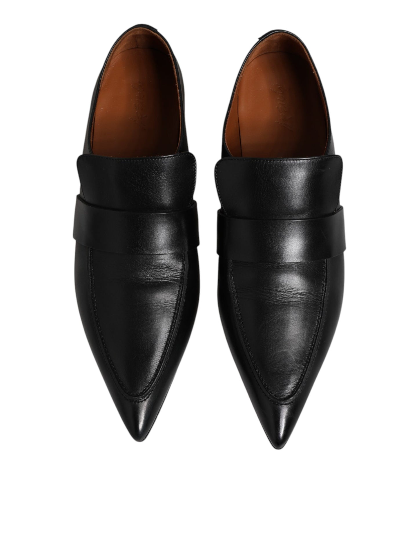 Marsell Schwarz Weiches Leder Loafer Pointed Toe Slip On Schuhe
