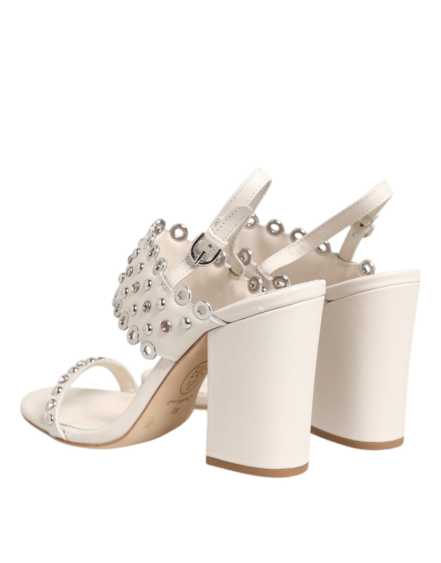 ASH Weiße Blockabsatz-Sandalen mit Nieten-Viertelriemen Schuhe