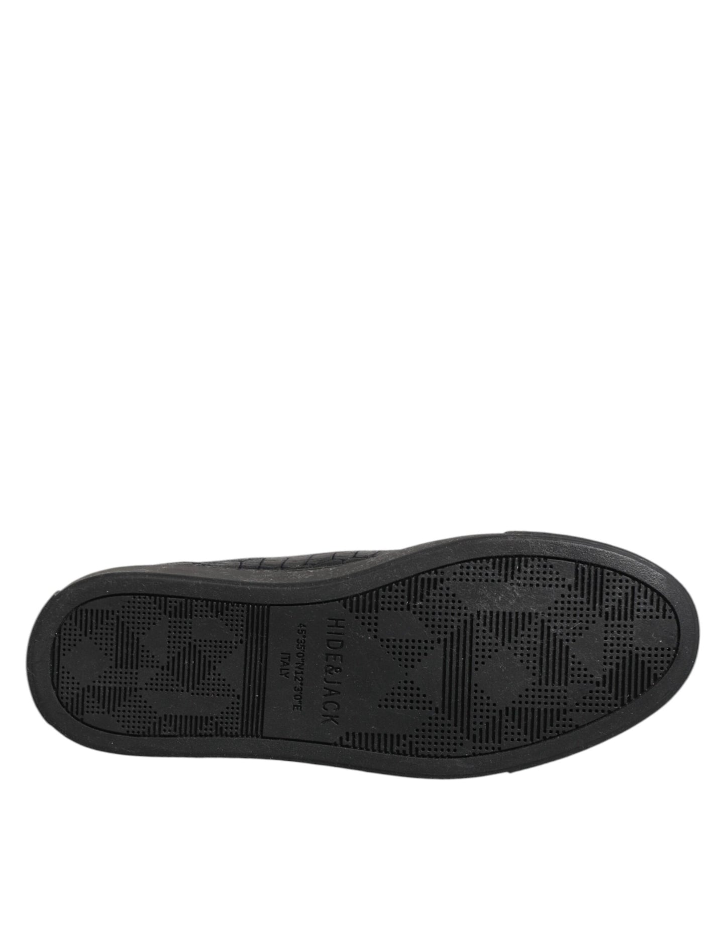 HIDE & JACK Schwarze Leder Schnürsenkel Mid Top Sneakers Schuhe