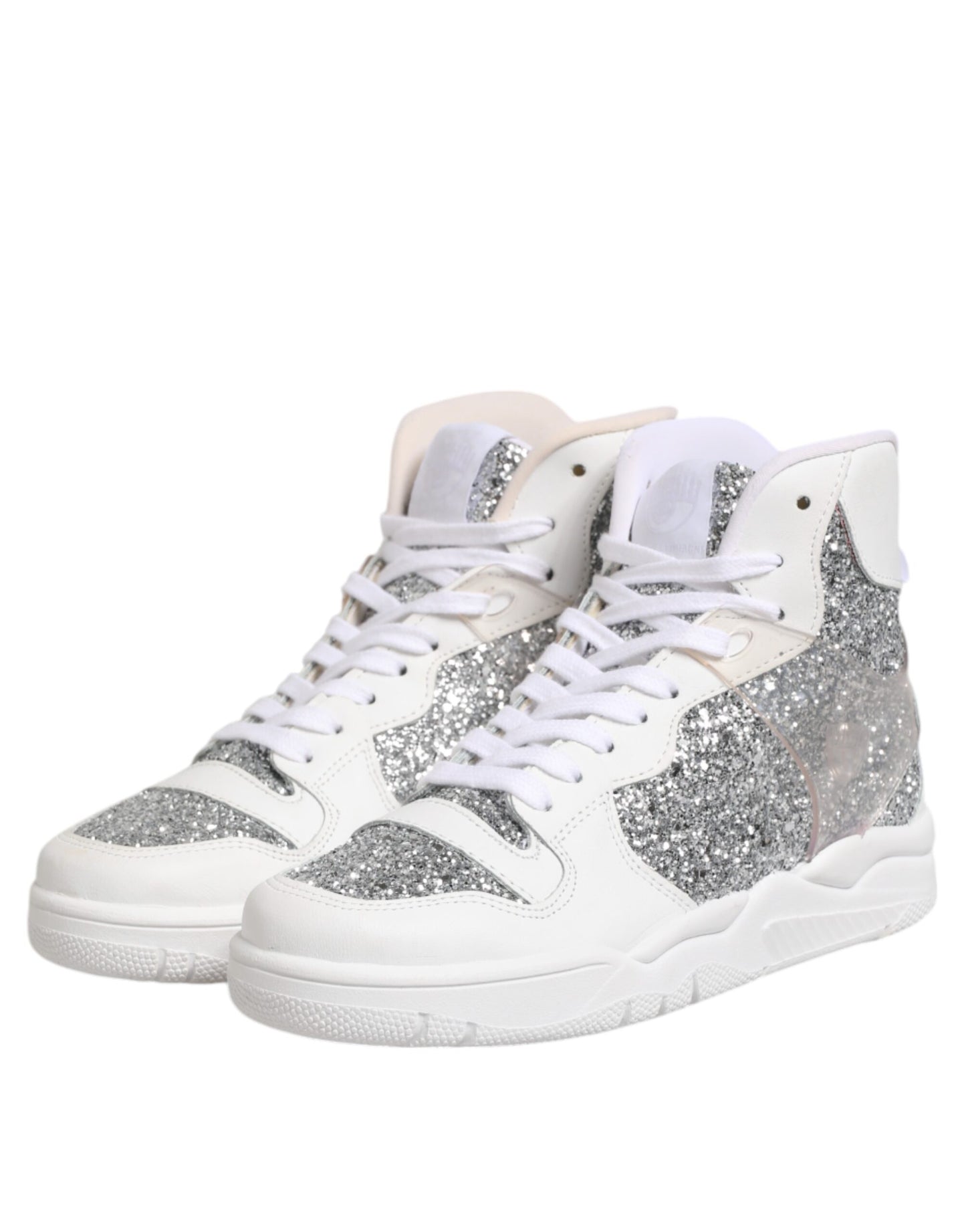 Chiara Ferragni Weiß Silber High Top Frauen Turnschuhe Schuhe