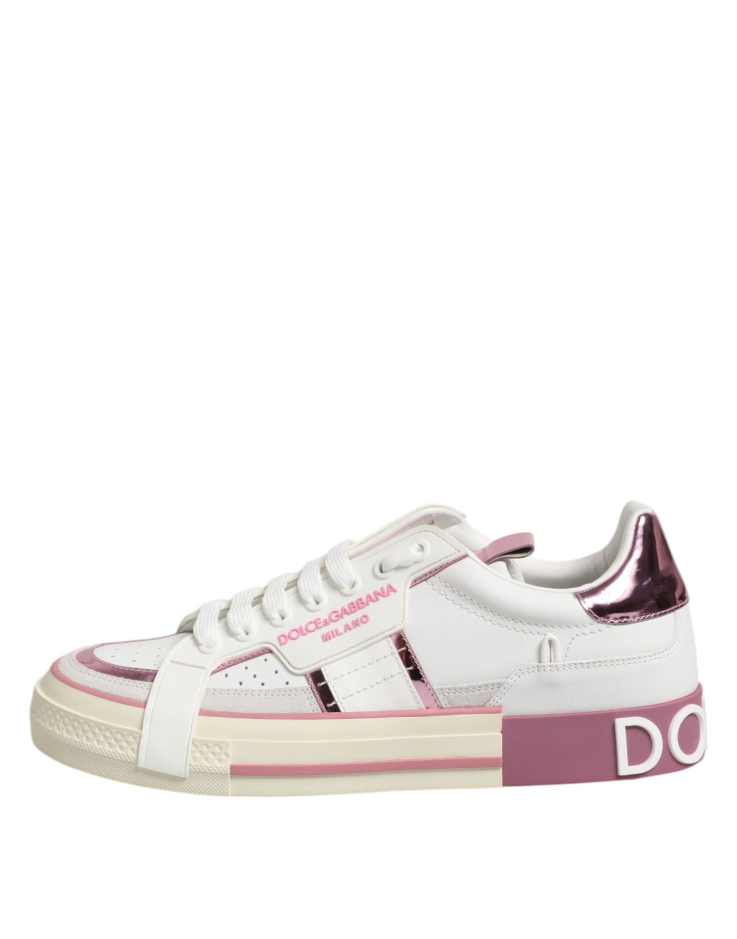 Dolce & Gabbana Weißes Leder DG Logo Low Top Sneakers Schuhe