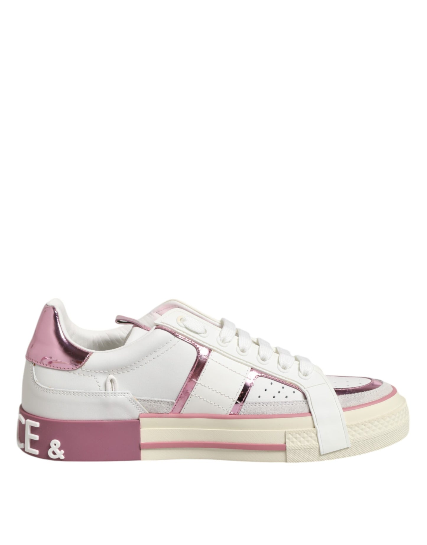 Dolce & Gabbana Weißes Leder DG Logo Low Top Sneakers Schuhe