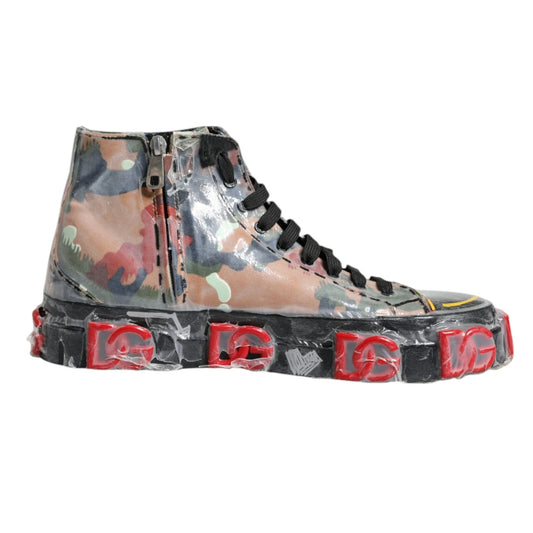 Dolce & Gabbana Multicolor Camouflage High Top Turnschuhe Schuhe