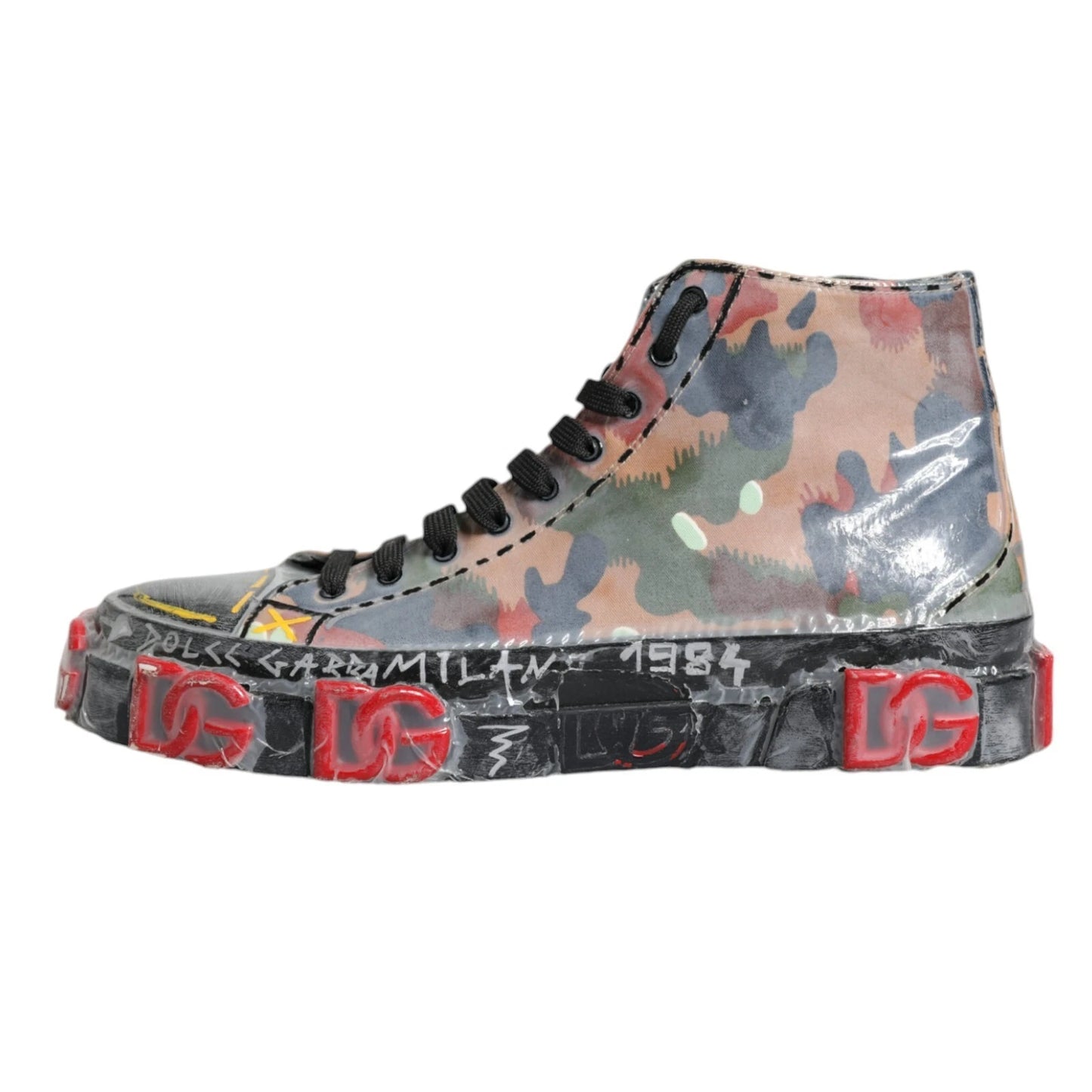 Dolce & Gabbana Multicolor Camouflage High Top Turnschuhe Schuhe