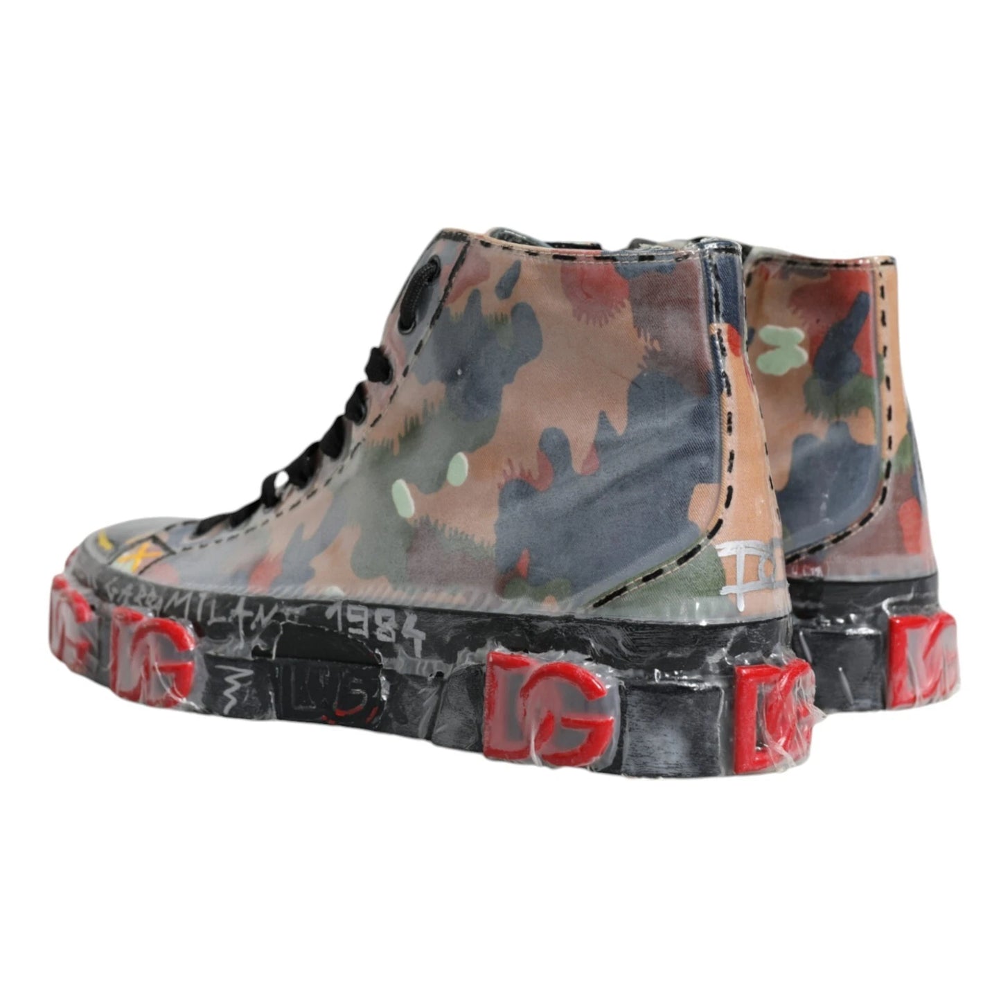 Dolce & Gabbana Multicolor Camouflage High Top Turnschuhe Schuhe