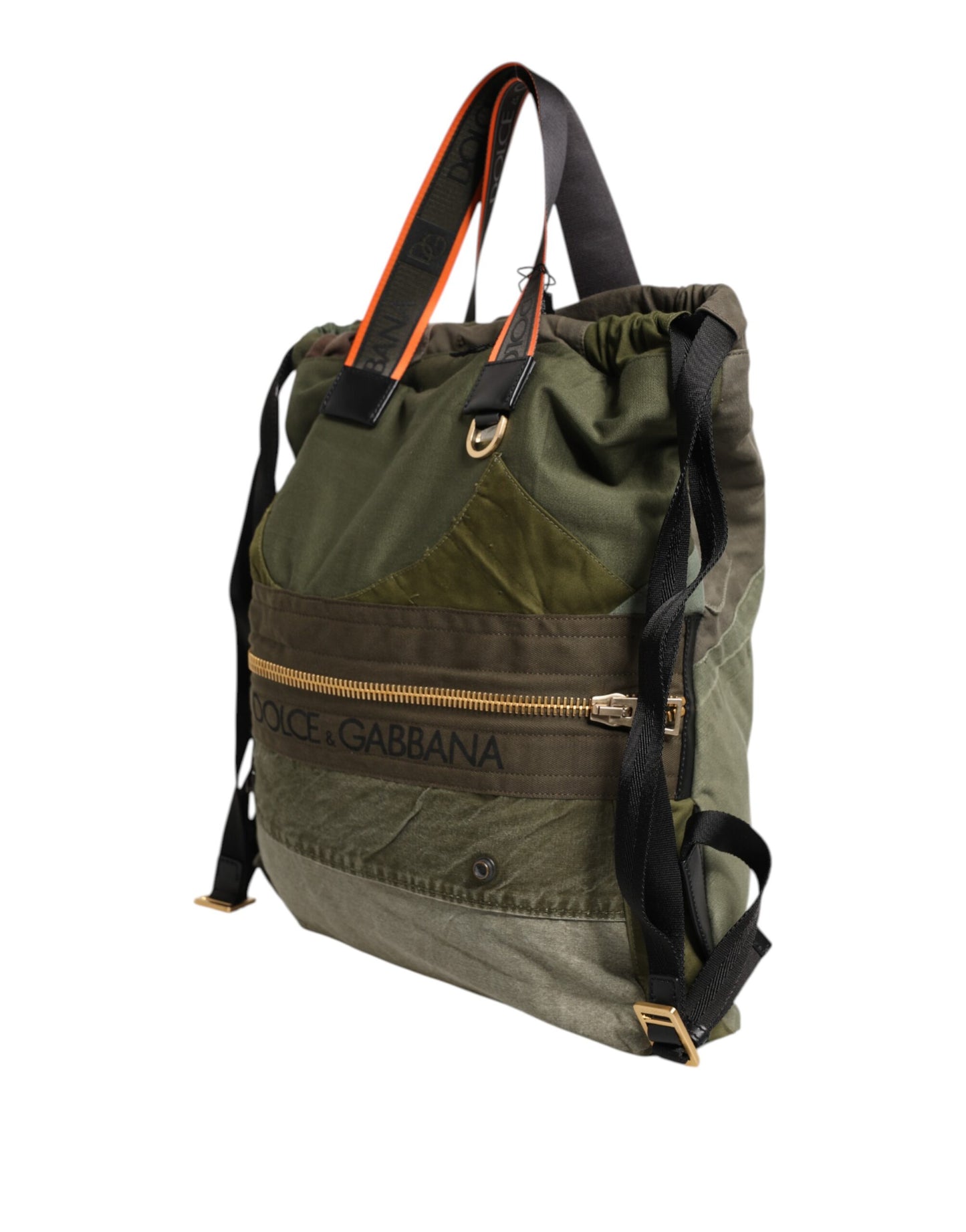 Dolce & Gabbana Militär Grün Patchwork Rucksack Rucksack Tasche