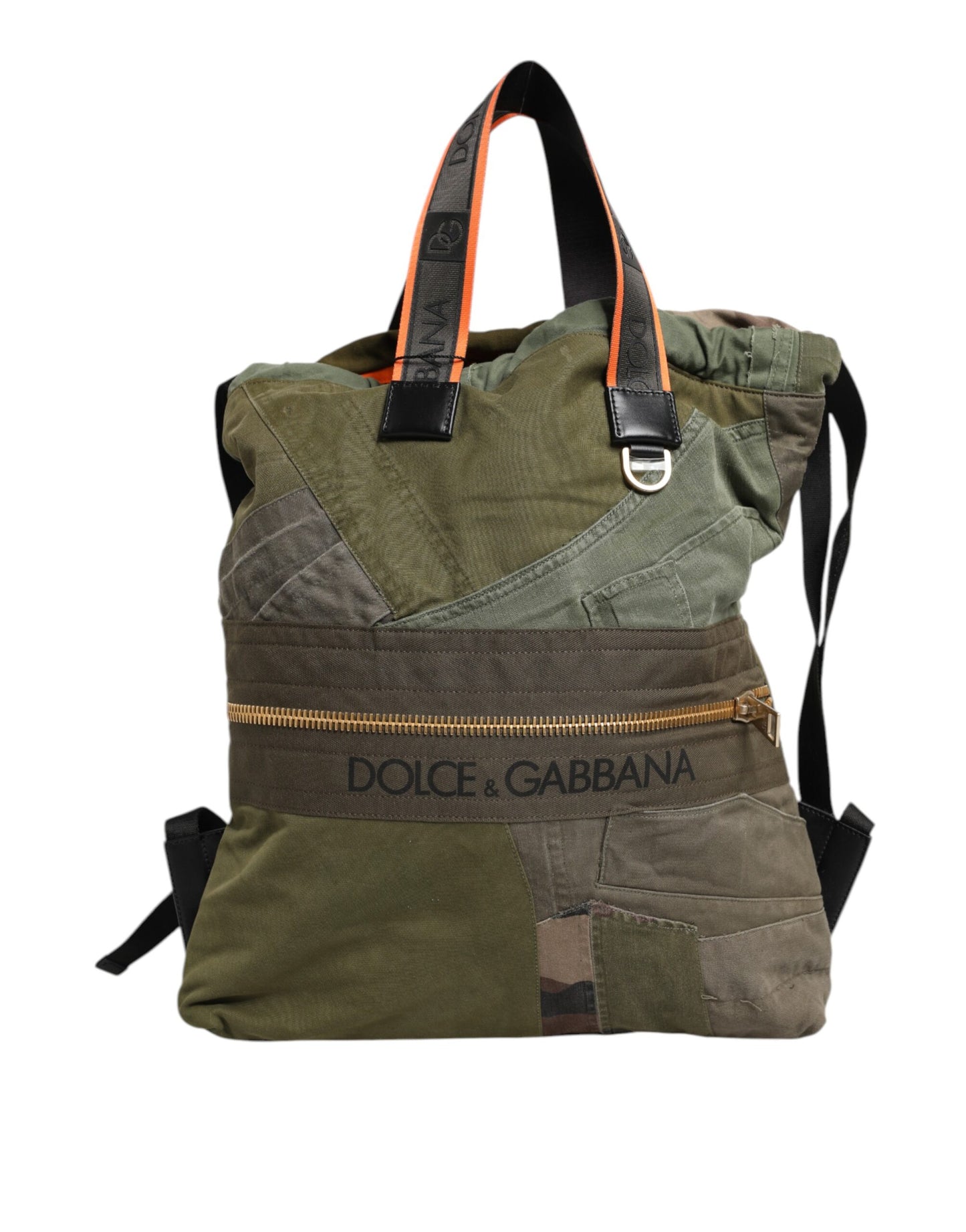 Dolce & Gabbana Militär Grün Patchwork Rucksack Rucksack Tasche