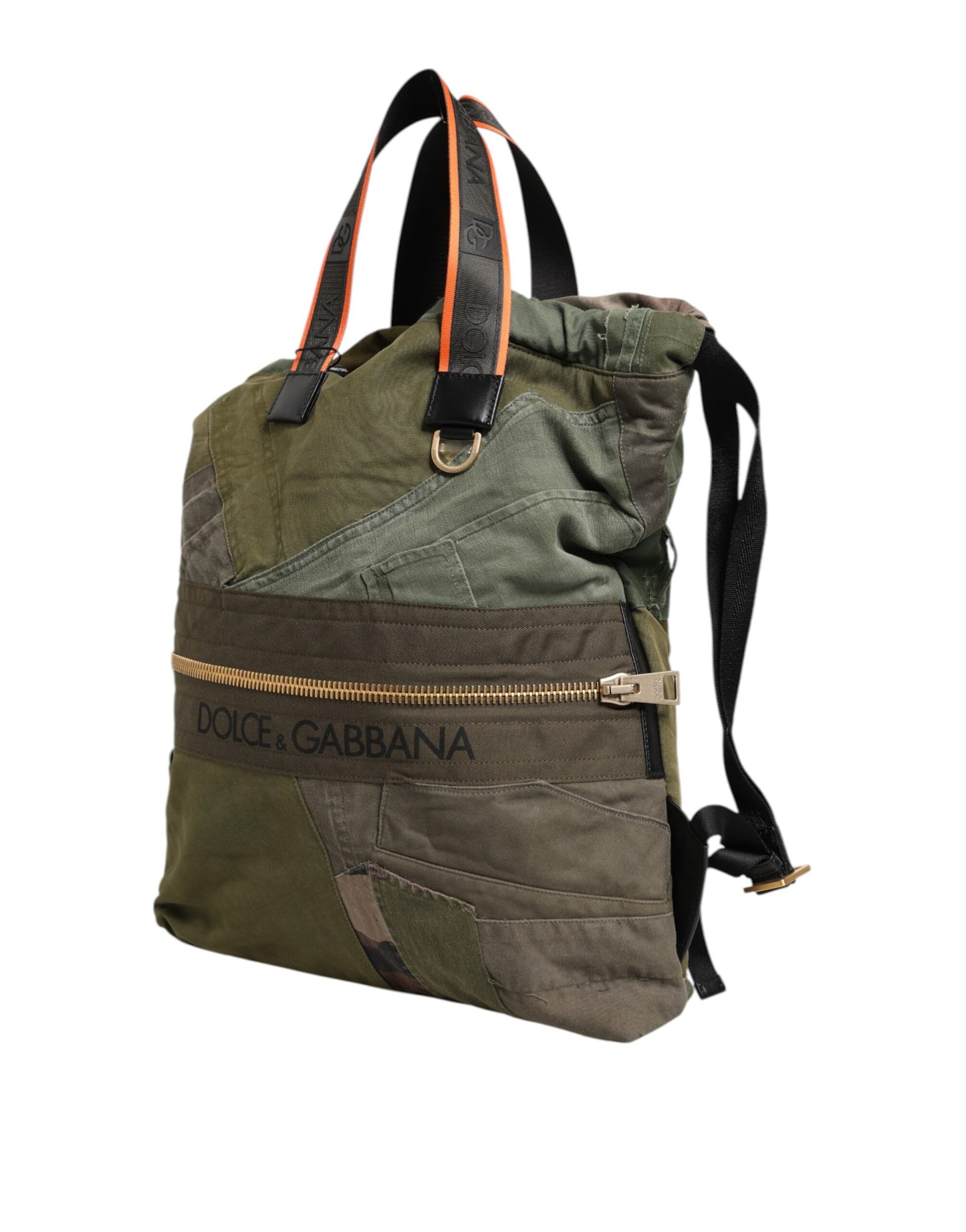 Dolce & Gabbana Militär Grün Patchwork Rucksack Rucksack Tasche